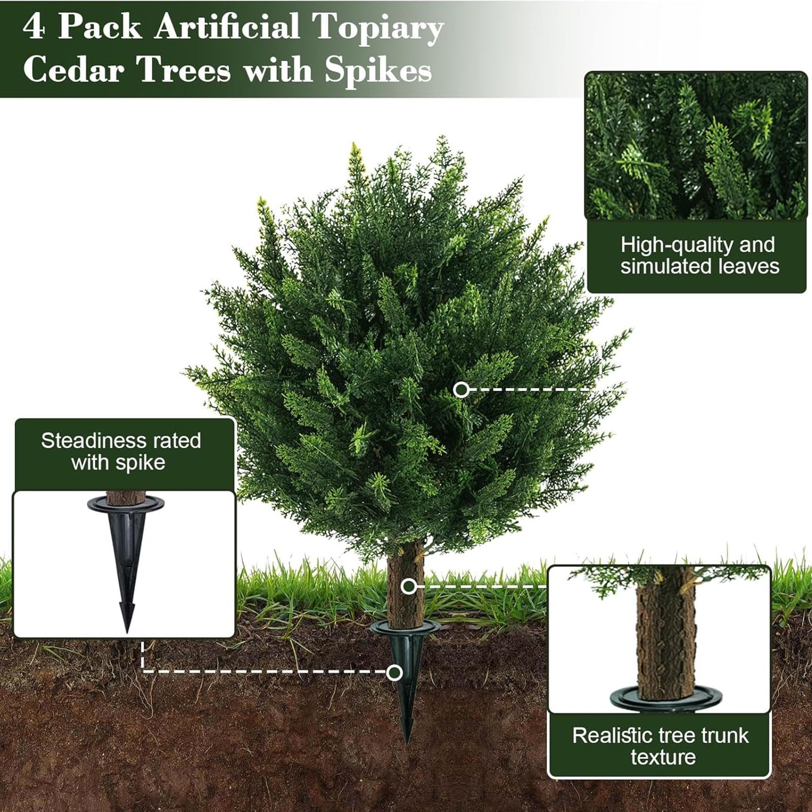 Bosso Artificiale per Esterni con Picchetto da Terra per Giardino, Cortile E Recinzione.