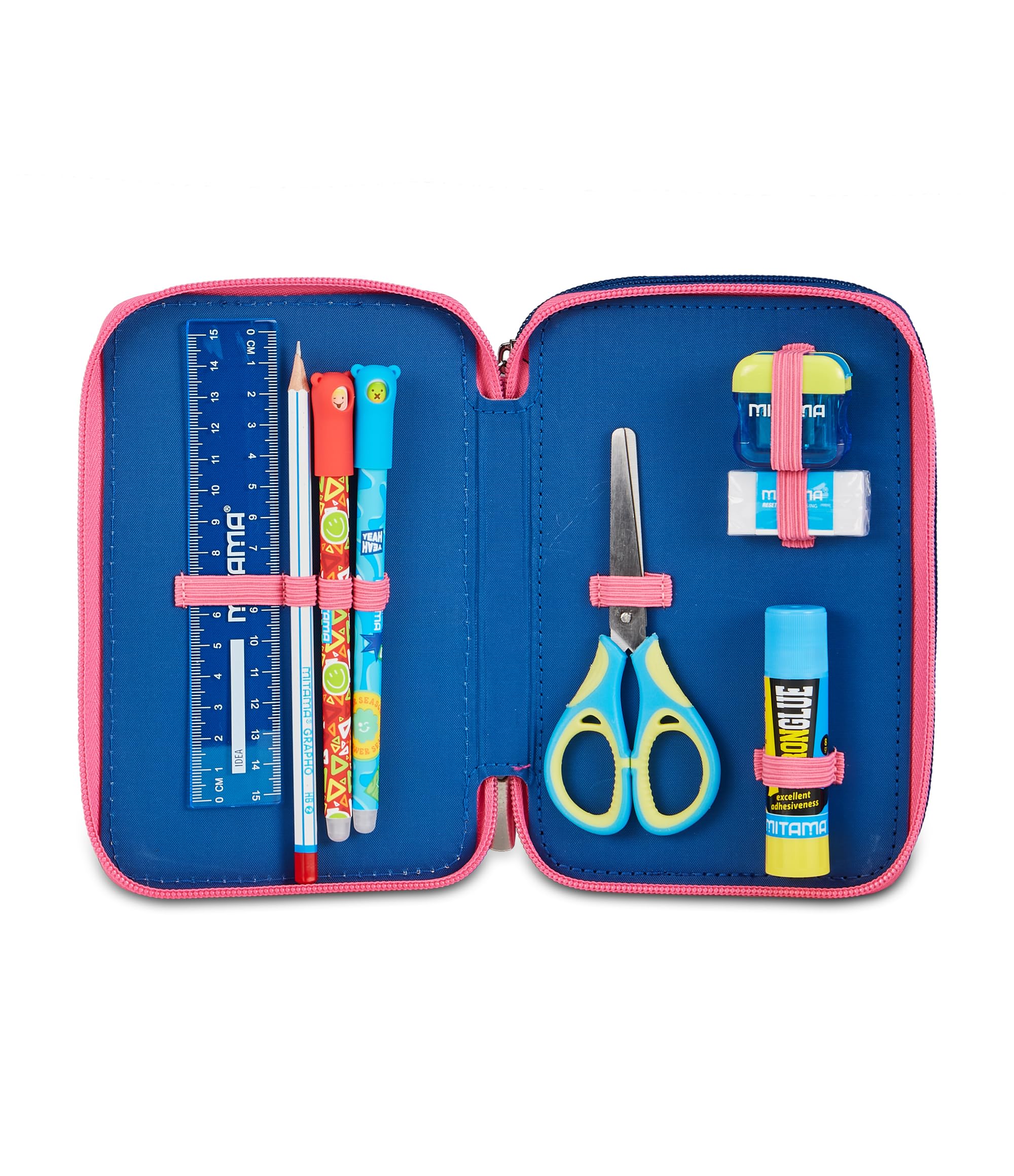 Seven Astuccio Lilo & Stitch 3 Zip, Triplo Scomparto, Completo di Matite, Pennarelli, Colori, Accessori Zaino, Elementari, Medie, Superiori, Blue Deep, Bambine e Ragazze, rosa