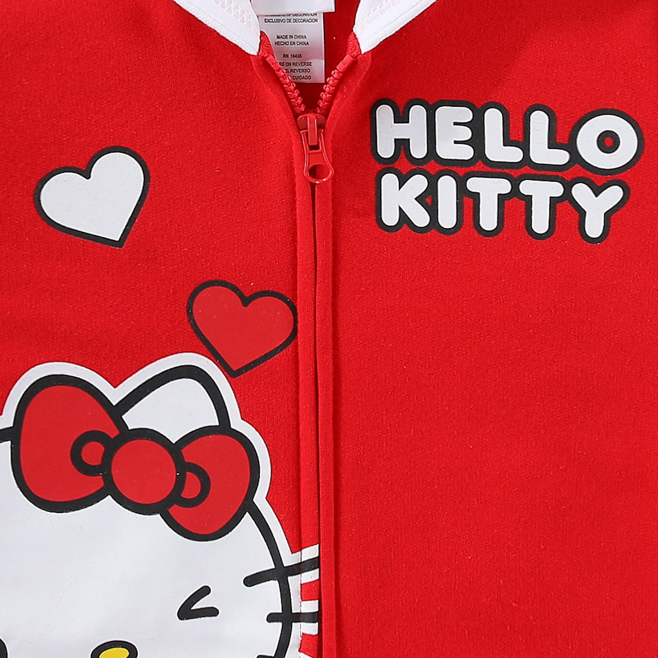 Hello Kitty Sanrio - Felpa in pile con cappuccio e orecchie per bambini grandi