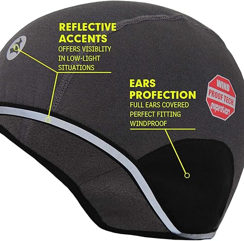 Miniatura 4 de Forro térmico para casco con diseño de calavera, protección contra el viento, para invierno, cálido, ciclismo, correr, esquí, invierno