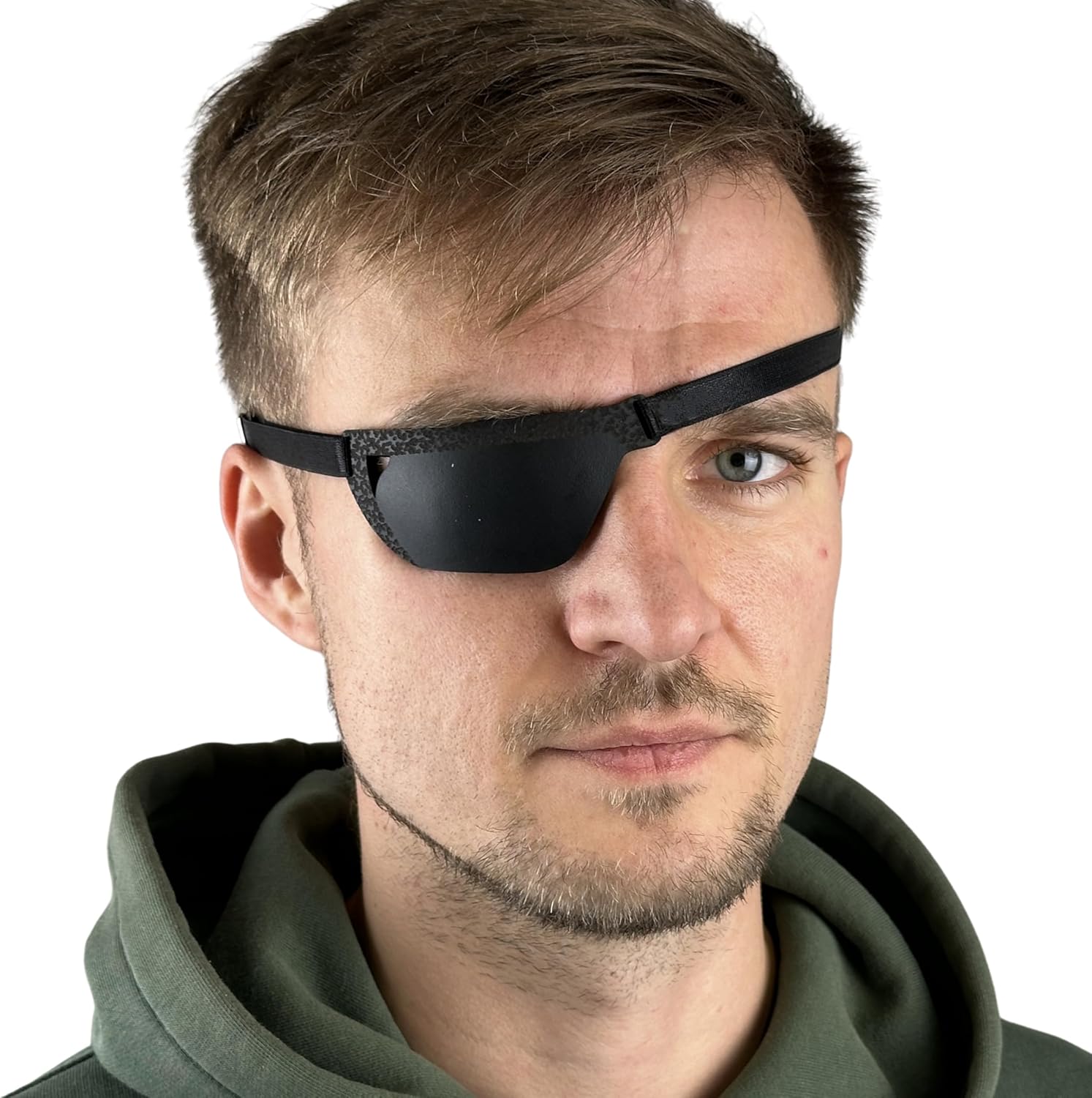 Black Premium Handmade Leather Eye Patch with Soft Foam Padding, Slim Adult Eye Patch for Men and Women