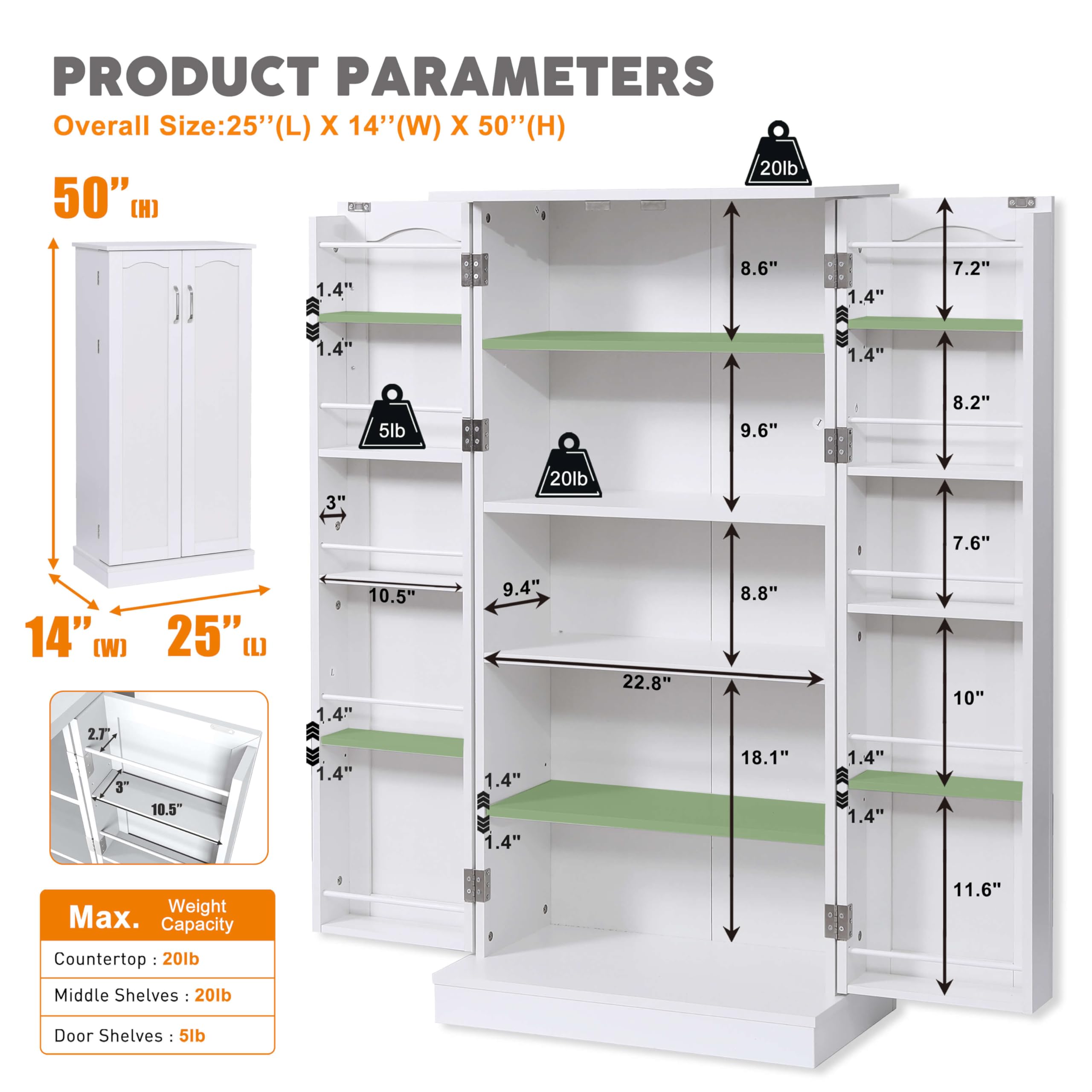 50" Craft Storage Cabinet with LED Lights​​ – Adjustable Shelves Sewing Organizer, Multi-Purpose Sewing Cabinet for Craft Room/Home Office Storage