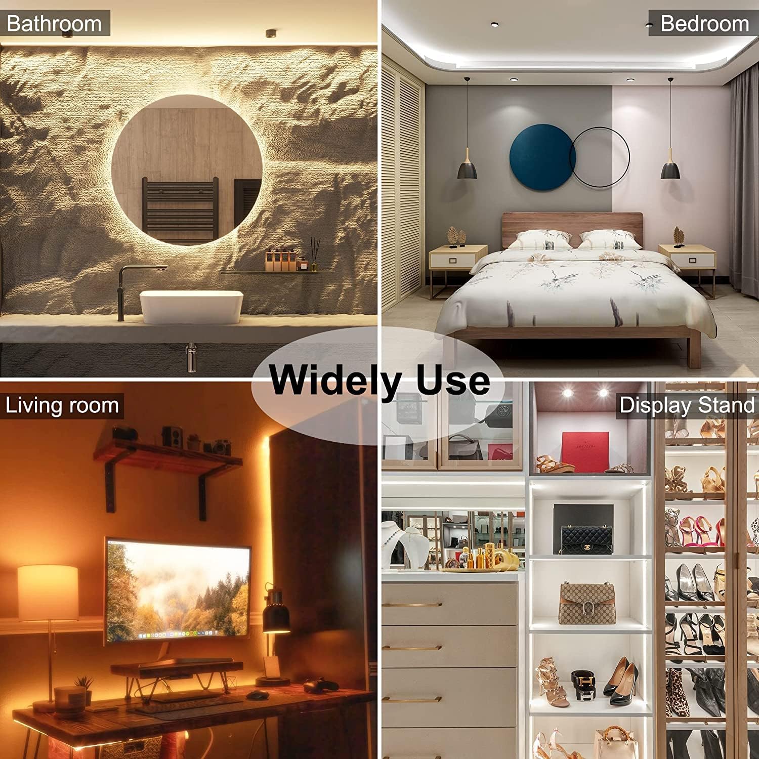 COB LED Strip Lights 24ft, Tunable White CCT Warm White to Cool White LED Strip, DC24V Tape Light, CRI90+, Bluetooth App Control, Dimmable Strips for Bedroom, Office, DIY Lighting.