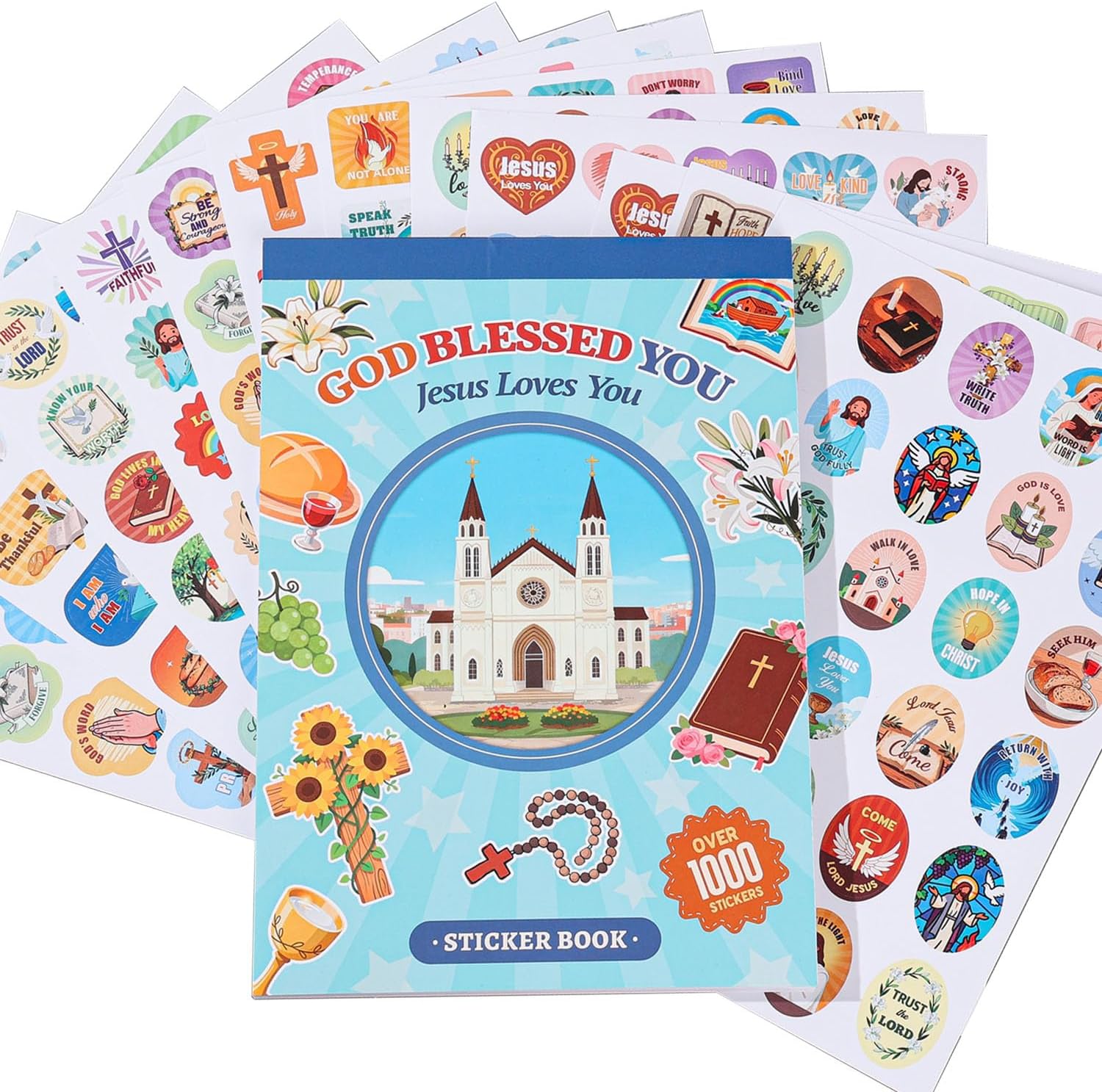 1000 PCS Bible Verse Jesus Stickers for Kids, Christian Faith Stickers for Laptop, Phone Cases, Scrapbook, Christian Easter Gifts for Kids Adults