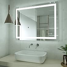 HAUSCHEN 32x40 inch LED Lighted Bathroom Wall Mounted Mirror with High Lumen+CRI 90 Adjustable Warm White/Daylight Lights+Anti Fog+Dimmable Memory Touch Button+IP44 Waterproof+Vertical & Horizontal - coolthings.us