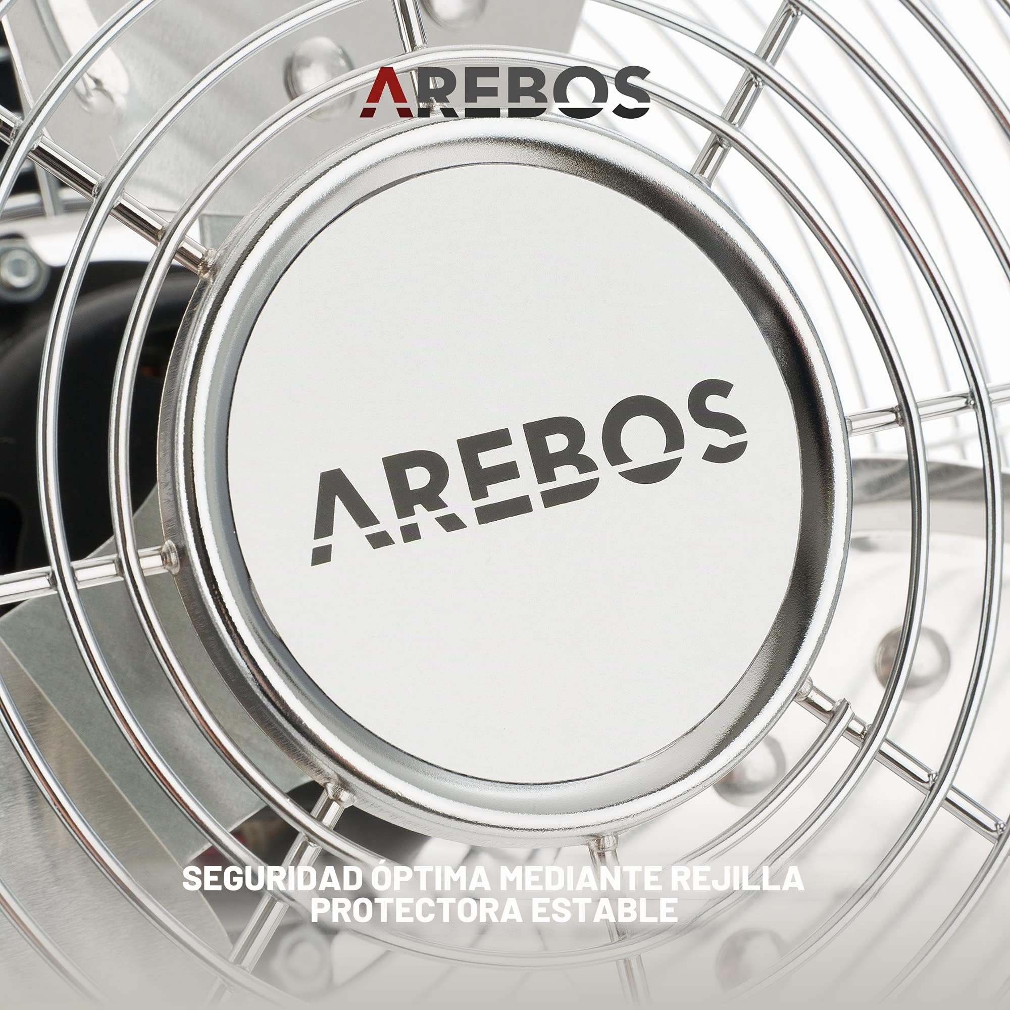 Arebos Ventilador Industrial 45cm - Ventilador Suelo Silencioso 120W - 3 Niveles de Velocidad - Ângulo de Inclinación Ajustable - Plata