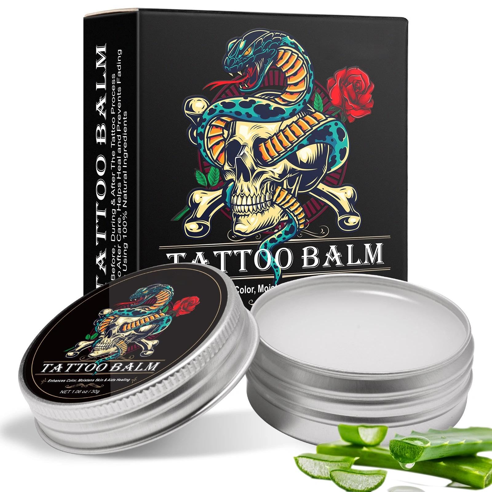 Tattoo Aftercare Butter Cream Balm, Old & New Tattoo Moisturizer for Color Enhance Promotes Ink, No-Petroleum, for Daily Maintenance