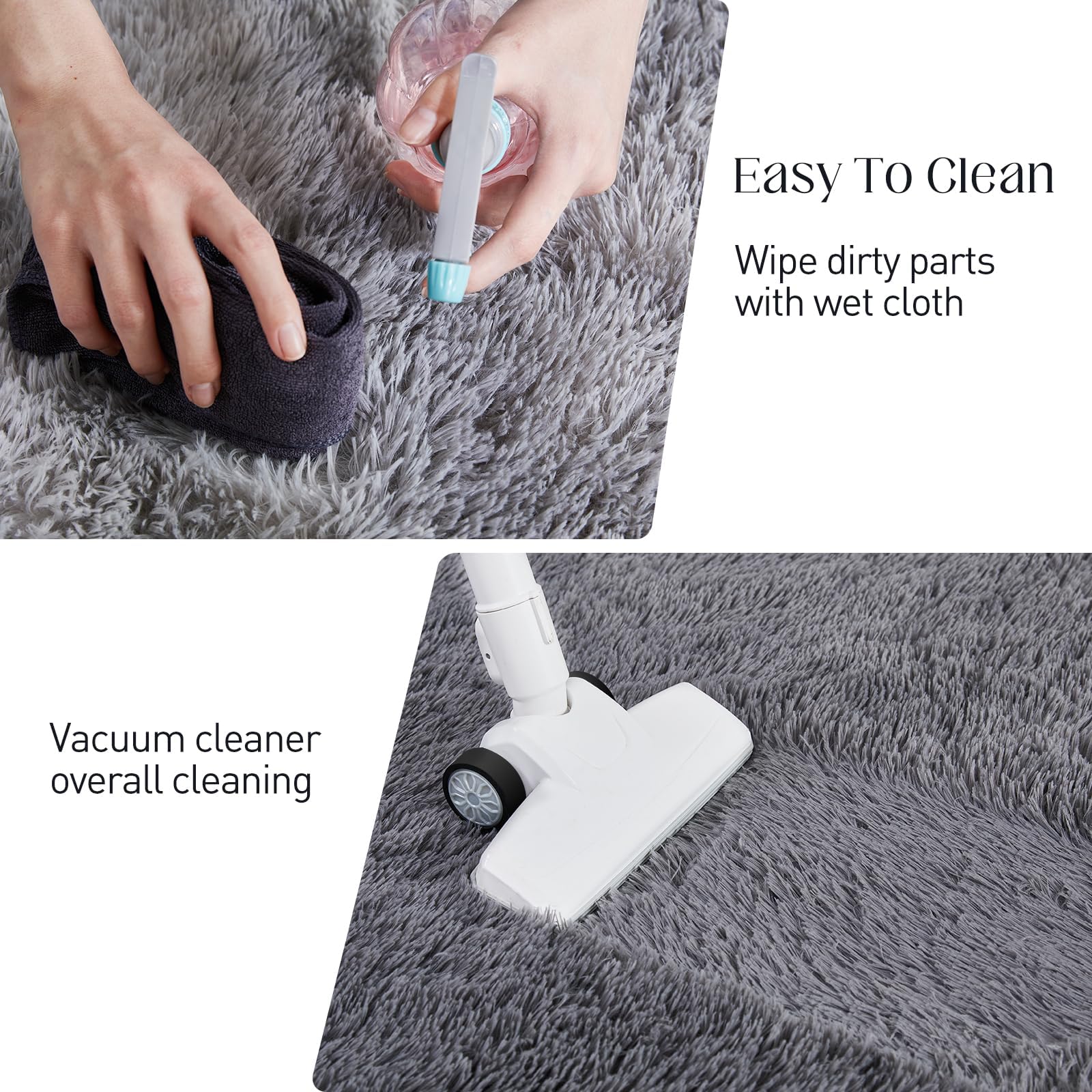 Puremy Hochflor Teppiche Wohnzimmer Flauschiger Weich, 200x280cm, Grau | Wohnzimmerteppich Waschbarer & Anti-Rutsch Modern Shaggy Teppich für Schlafzimmer, Kinderzimmer