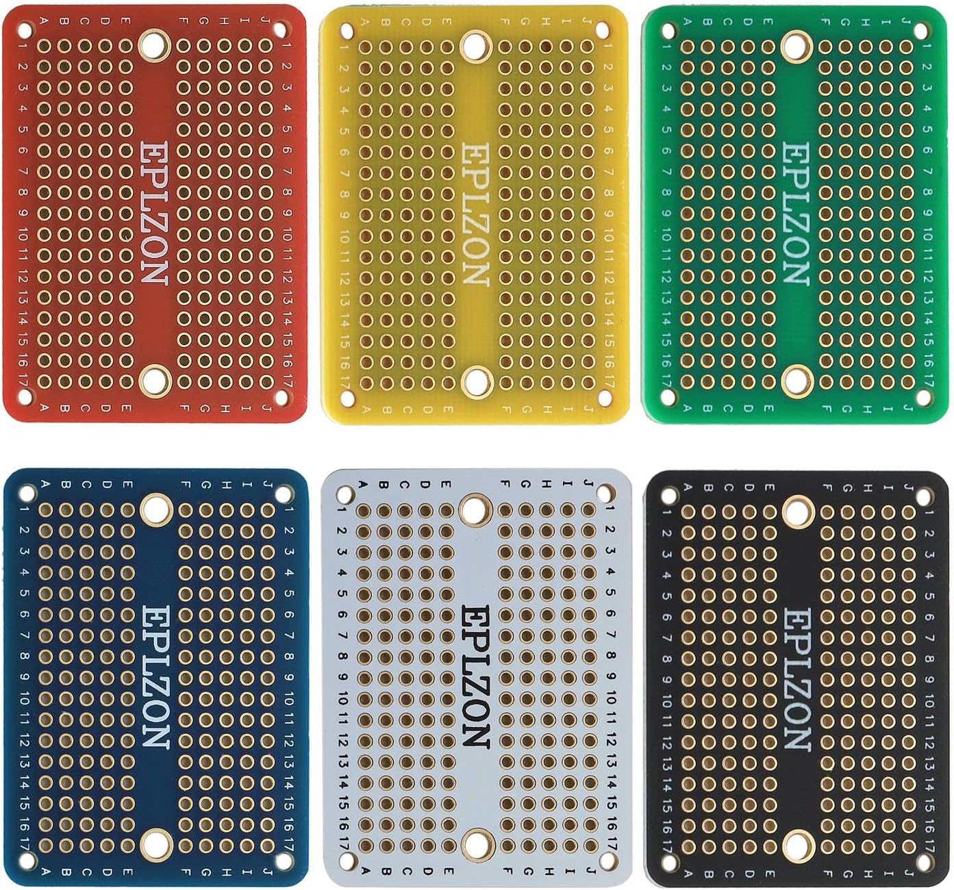 Solderable Breadboard Mini PCB Board Gold-Plated Solder Breadboard for DIY Electronics Projects apply to Arduino Soldering Projects 2.0"x1.5" Mixed Color(Pack of 6 Pcs)
