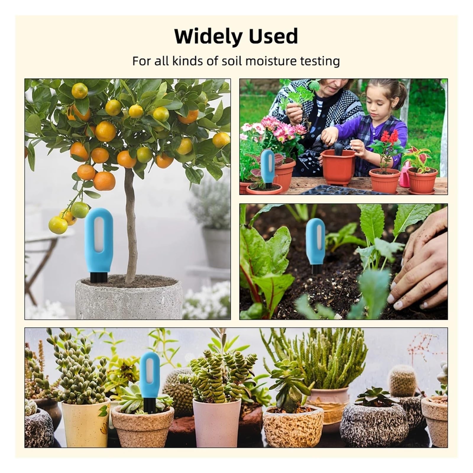 Sensor de humedad del suelo, probador de suelo inalámbrico para jardinería, plantación, césped y agricultura, control de temperatura y humedad, higrómetro de tierra para plantas en maceta