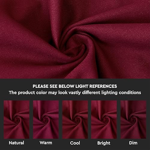 Miniatura 3 de Encasa XO Camino de mesa de 13 x 118 pulgadas de largo  Tela de lona de algodón  Color sólido granate intenso  Lavable a máquina y duradero