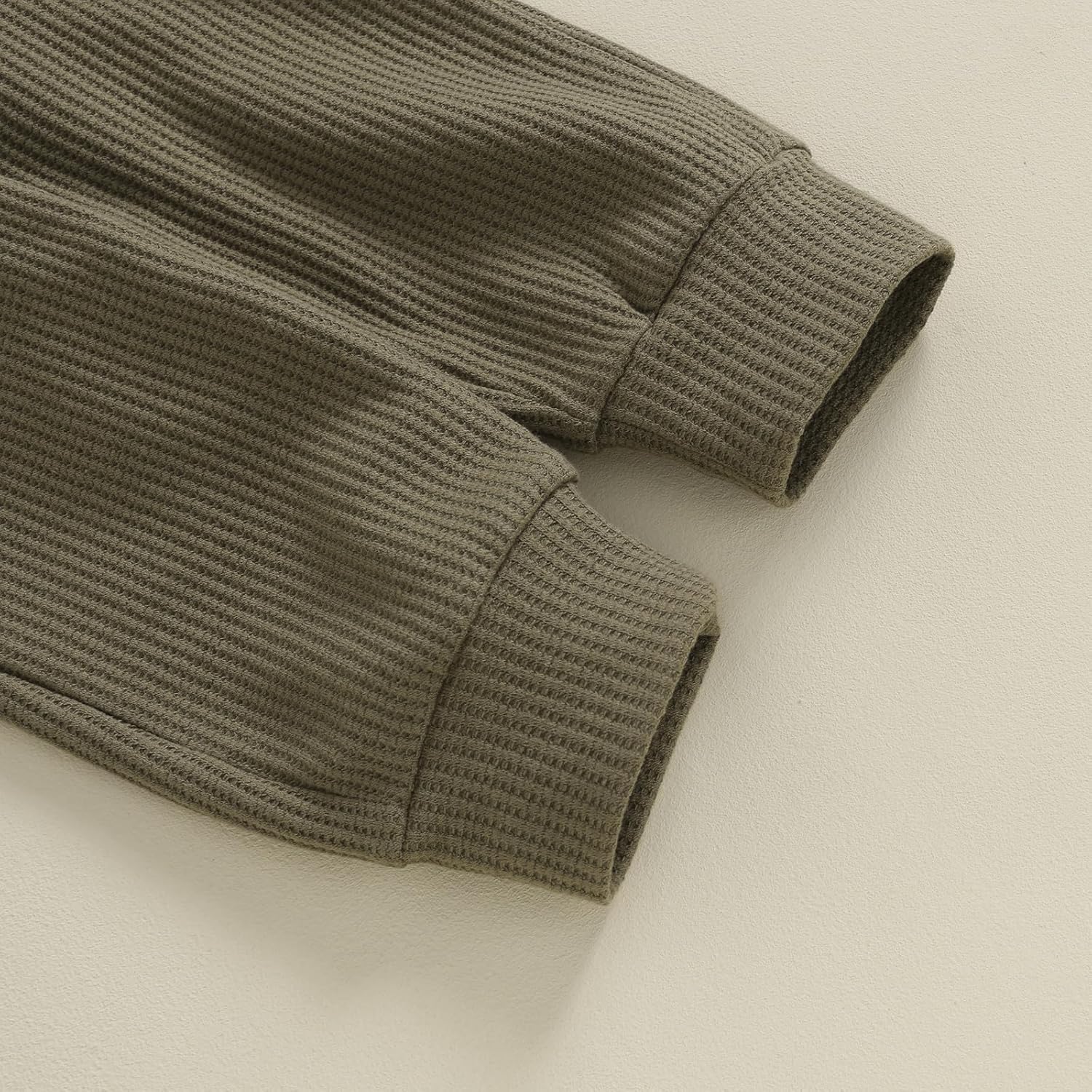 Kuriozud Newborn Baby Boy Clothes Button Long Sleeve Romper Bodysuit Pants Set Infant Soft Waffle Fall Winter Outfit - Image 7