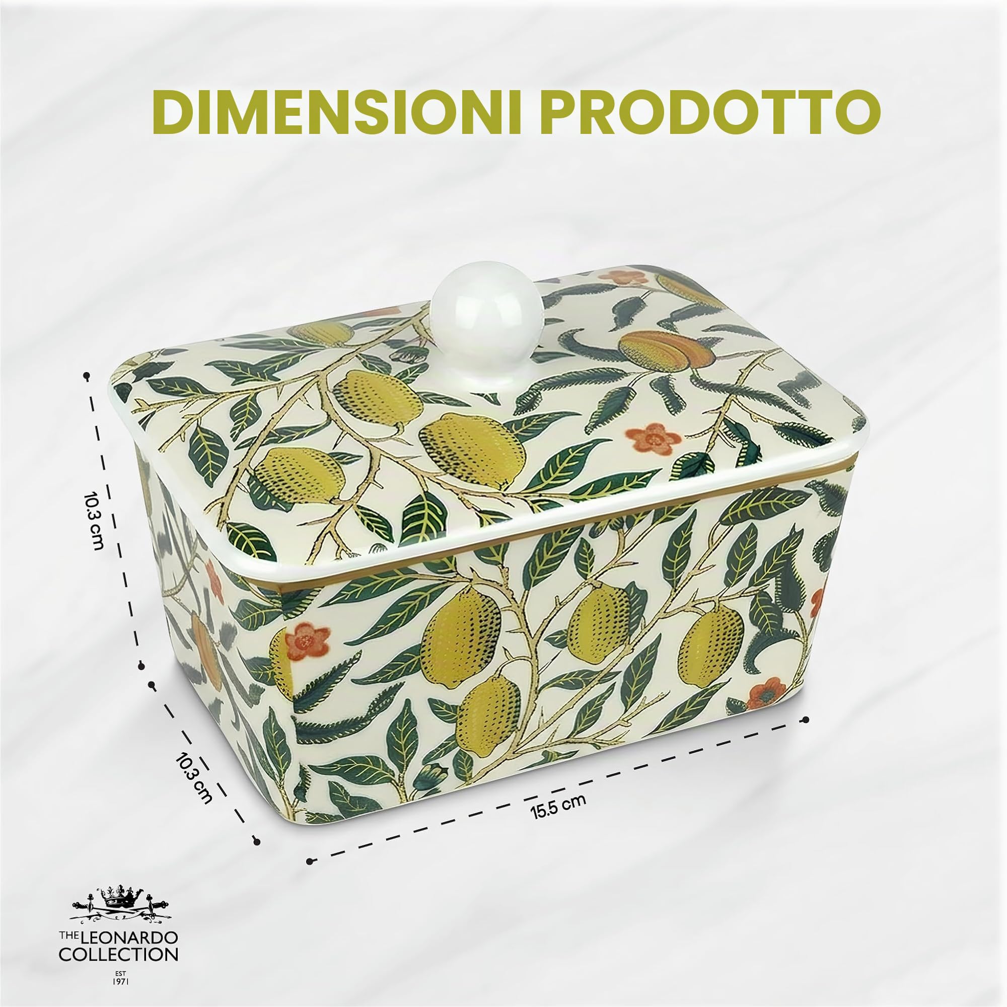 The Leonardo Collection William Morris, burriera alla frutta, elegante burriera in ceramica con design iconico di frutta, perfetto per tavolo da pranzo o cucina, senza tempo e funzionale