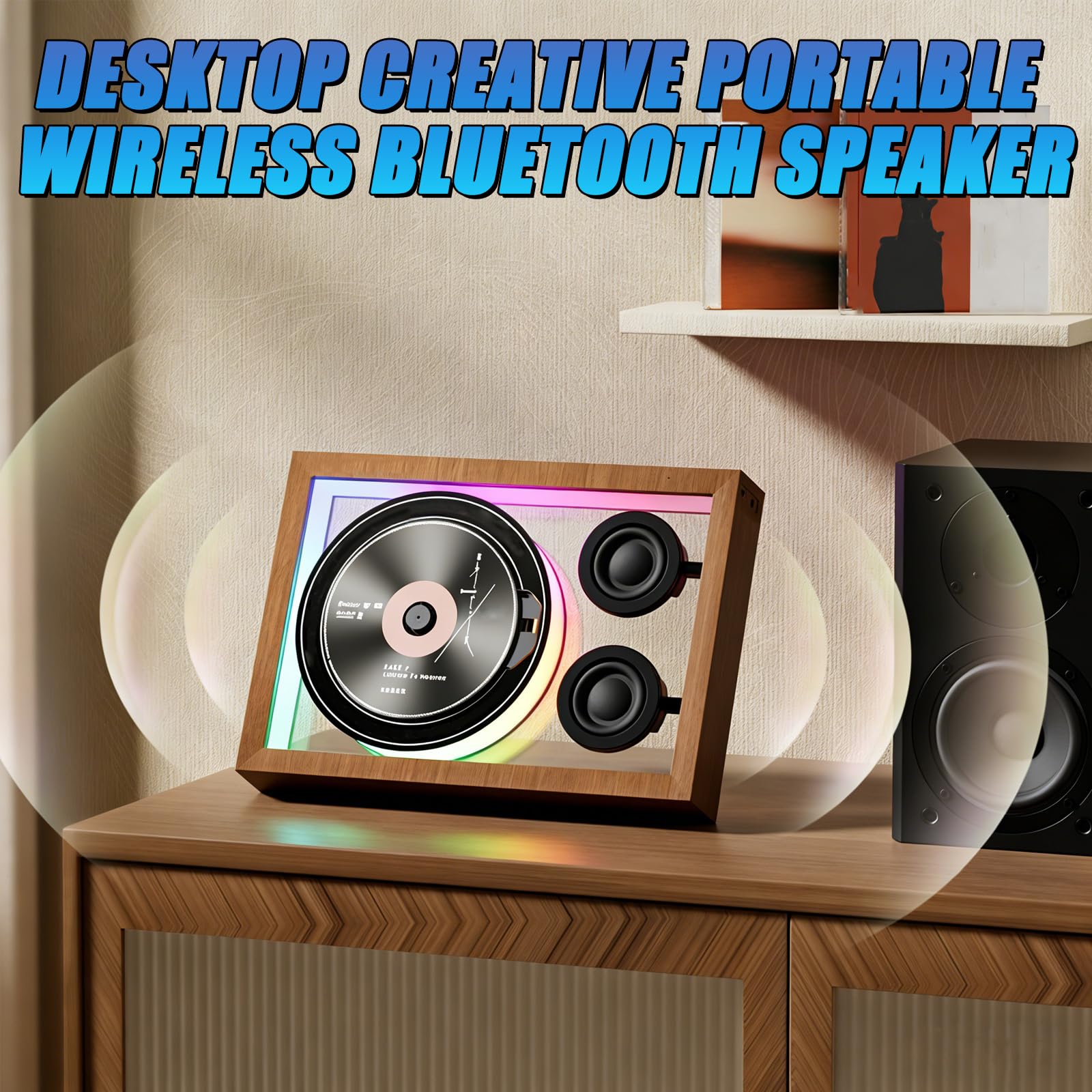 Lettore CD Bluetooth - Lettore musicale da tavolo e da parete con telecomando, luce ambientale, supporta CD, scheda TF e radio FM