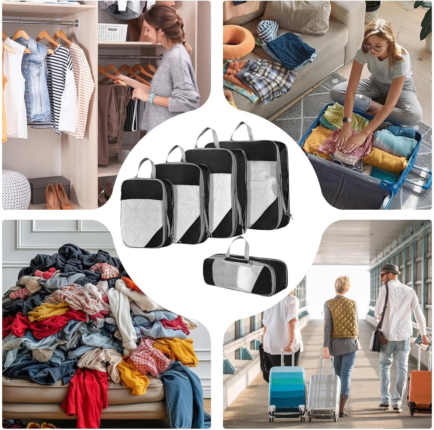 圧縮パッキングバッグ、衣類収納オーガナイザー - 防水折りたたみ式省スペース圧縮ポーチ、飛行機、クルーズ、旅行、移動、休暇の荷物用。