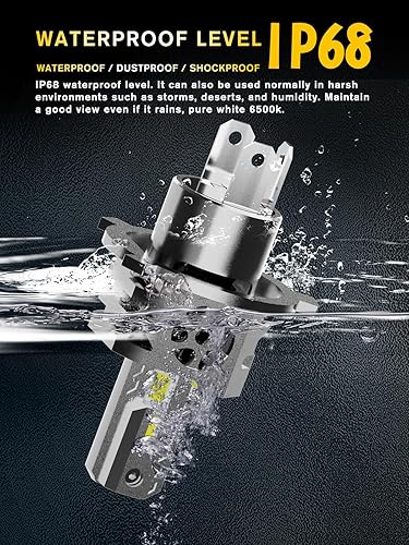 Miniatura 6 de BraveWAY Bombillas LED para faros delanteros H49003 de 100 W, 18000 lm, bombillas LED superbrillantes, 6500 K, blanco frío con ventilador de