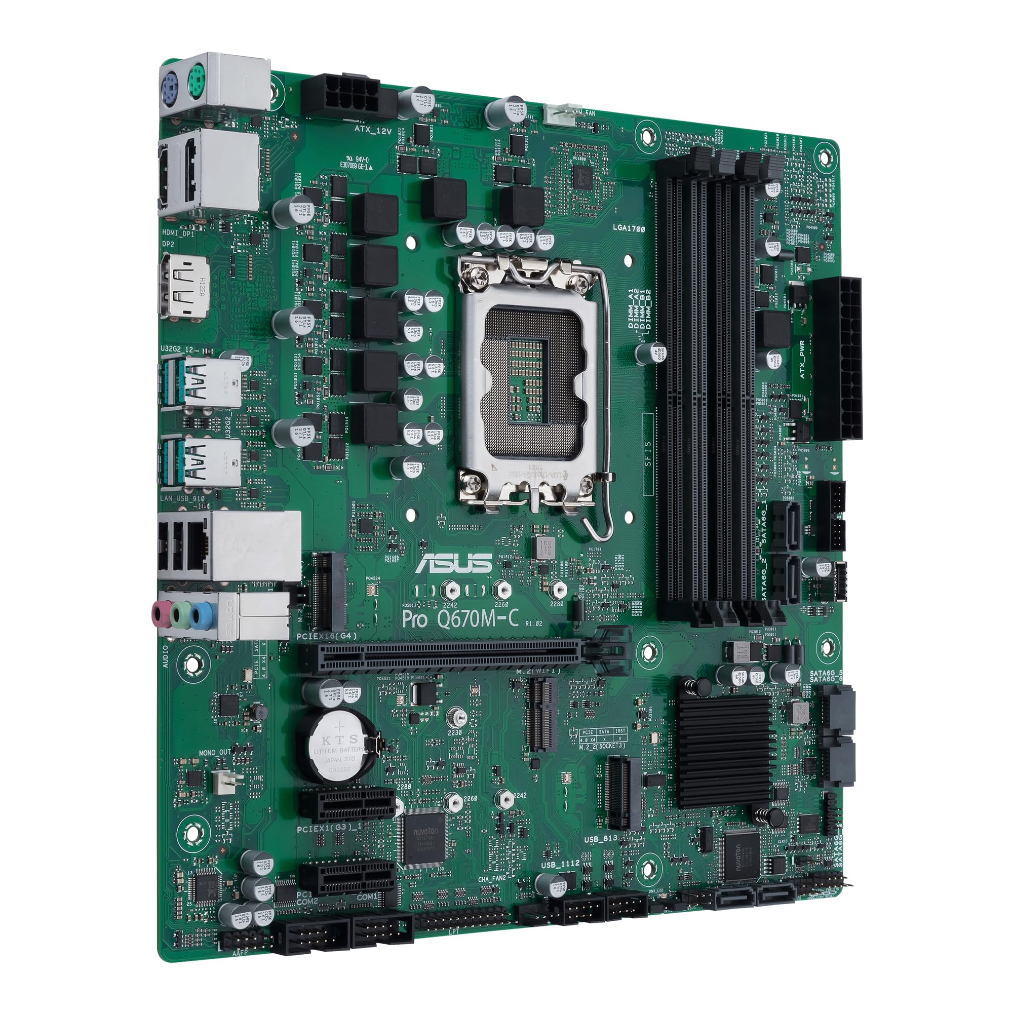 ASUS PRO Q670M-C-CSM, Scheda Madre Intel Micro-ATX, Slot DDR5, PCIe 4.0, Due Slot M.2, Doppia DisplayPort, HDMI, USB-A Anteriori e Posteriori, USB-C 3.2 Gen 1 Anteriore, ASUS Control Center Express