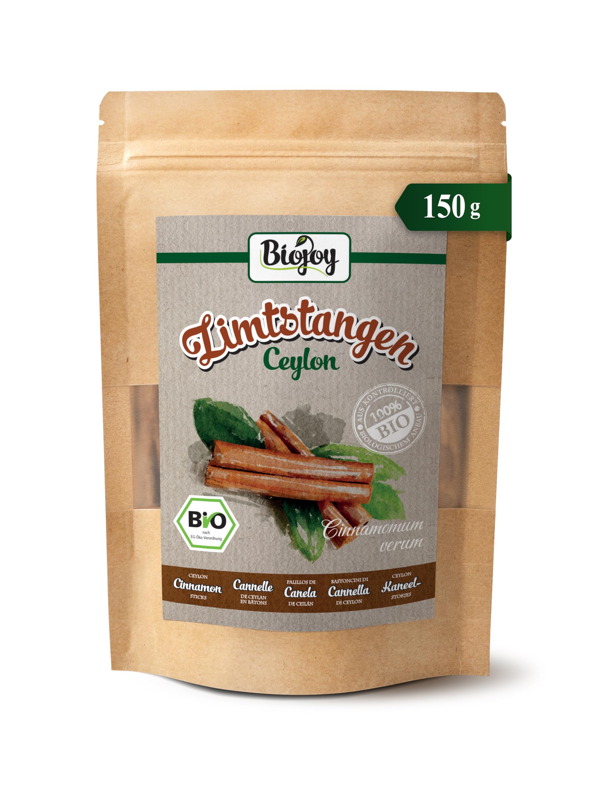 Biojoy BIO-Ceylon Zimtstangen 8-12 cm (150 g), ganz, ca. 30 Stück (Cinnamomum verum)