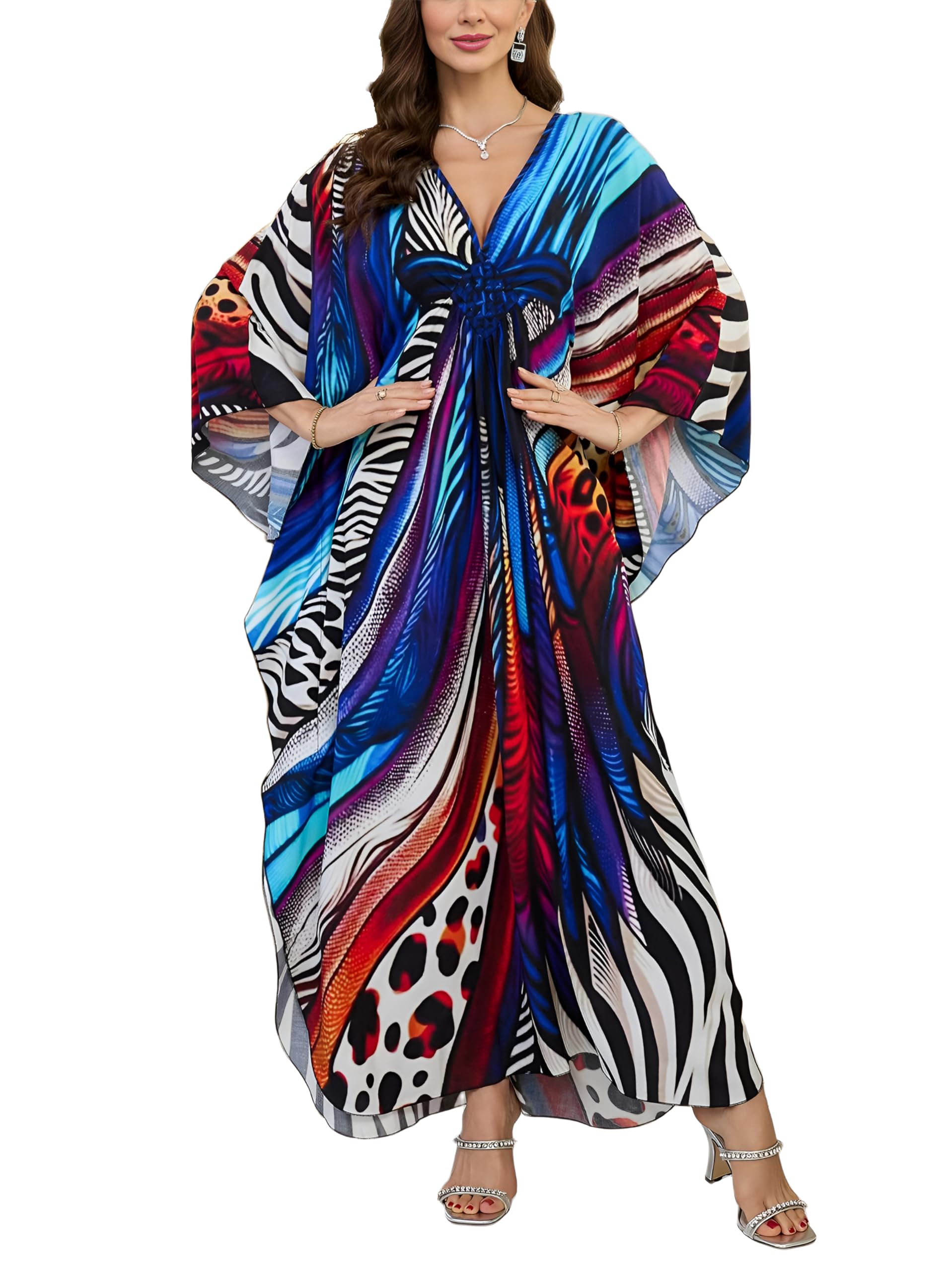 KEYLORTING Plus Size Kaftan Dress Women, African Moo Moo Print Caftan, Batwing Dress, Beach Cover Up for Party and Loungewear