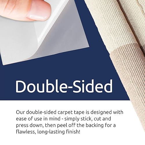 Miniatura 3 de Reli. Cinta de alfombra 2 pulgadas x 8 yardas Cinta adhesiva de doble cara para pisos de madera dura Resistente mantiene la alfombra en su lugar