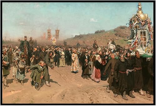 Miniatura 1 de Ilya Repin - Póster de Procesión Religiosa en la provincia de Kursk por Ilya Repin para decoración de pared, impresión sin marco, pósters, imágenes
