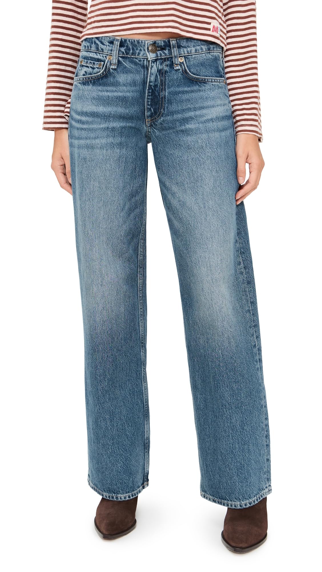 rag & bone Women's Saige Low Rise Full Relaxed Straight Jeans