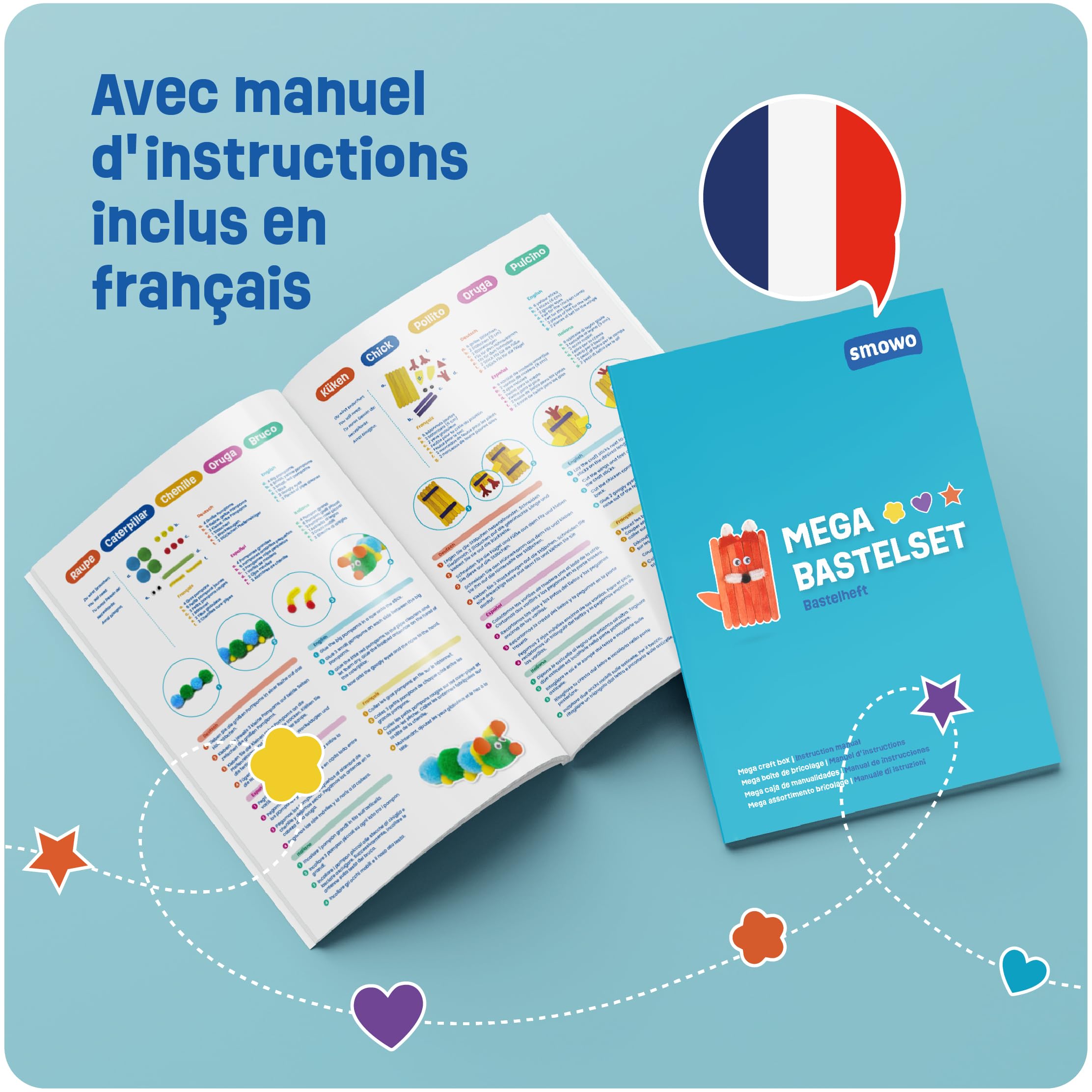 Smowo Boîte créative colorée pour filles et garçons - Kit de démarrage Mega