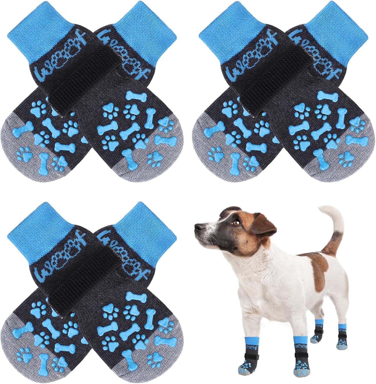 KOOLTAIL Anti Slip Dog SocksDouble Sides Grips Woof Dog