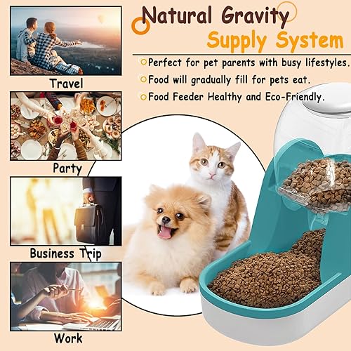 Miniatura 5 de kathson Alimentador automático para gatos, dispensador de comida para perros, estación de alimentación de alimentos para mascotas, alimentador por