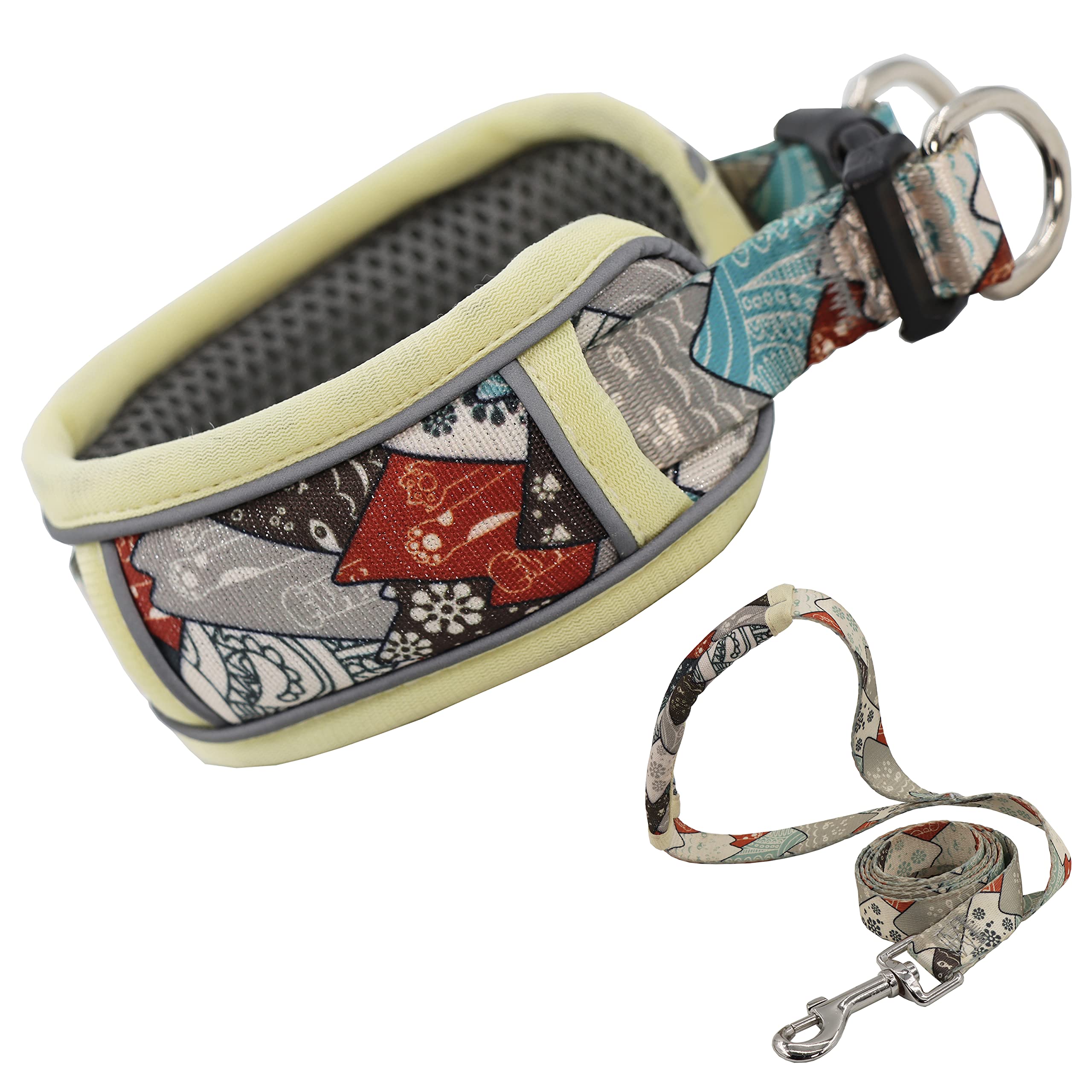 Juego de Collar y Correa Reflectantes para Perros, Nailon Ajustables Transpirables para Perros pequeños medianos Grandes