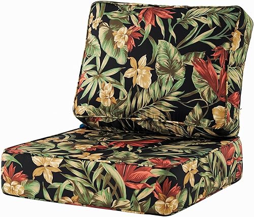 ARTPLAN Cojines de patio profundos de 24 x 24 pulgadas para muebles de exterior, extra 6 pulgadas de grosor, respaldo de 18 x 24 pulgadas,