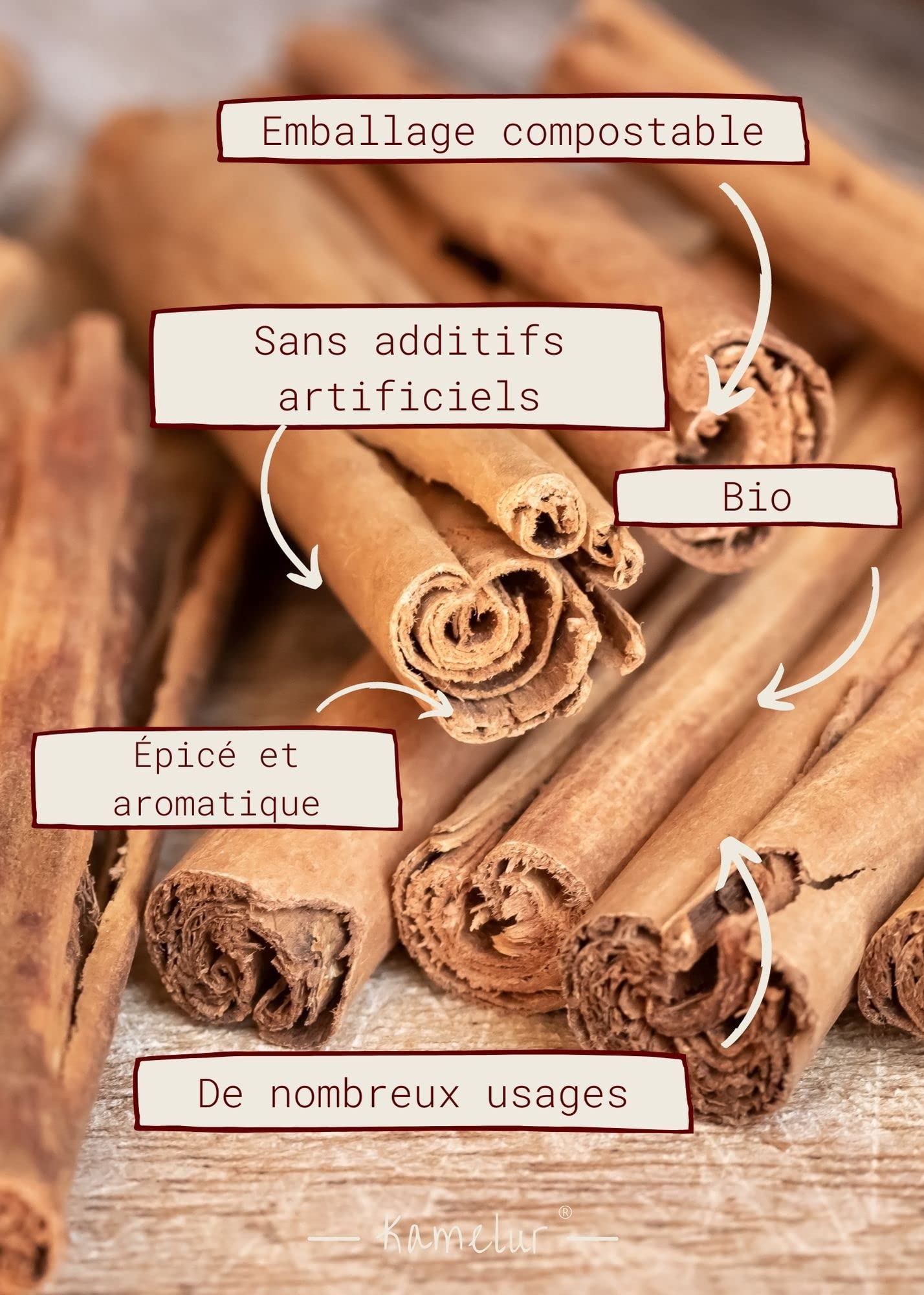 500g de cannelle de Ceylan biologique entière - bâtonnets de cannelle de Ceylan entière à très faible teneur en coumarine, sans additifs - dans un emballage biodégradable