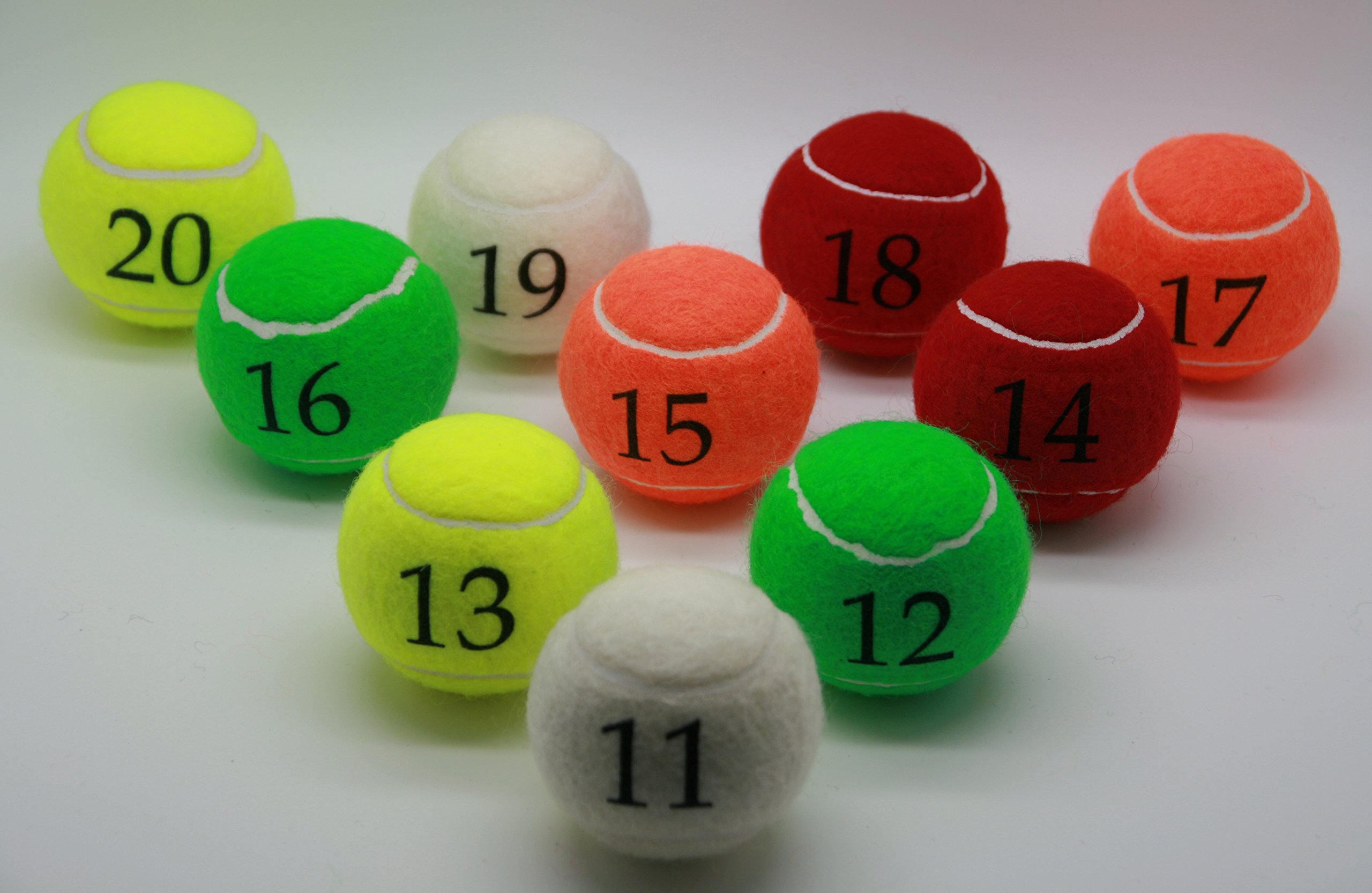 Prix Nombre de type 2 balles de tennis Lot 2 Mélange de couleurs 1–20 fabriqué au Royaume-Uni
