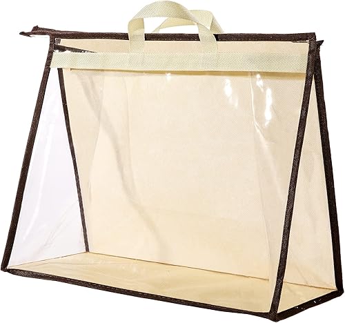 Vista 51 de CINPIUK Bolsas de almacenamiento transparentes para armario, bolsa de almacenamiento colgante con cremallera para bolsos, M Beige,Gris,Rosa