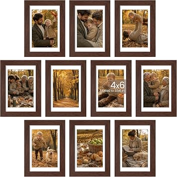 30% off: upsimples 4x6 Picture Frame Set of 10, Display Pictures 3.5x5 with Mat or 4x6 Without, …