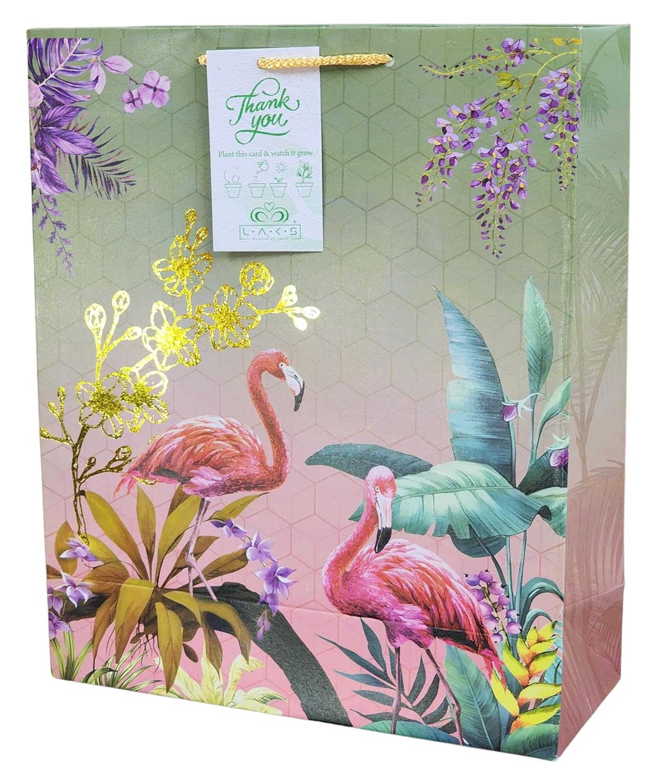 LAKS BUNDLE OF LOVE® – Gift bags – Paper Bags – Paper Bags For Return Gifts – Return gift bags – Gift bags Medium Size – 12x10x4 inch – With Seed Paper Thank You Card (Green-Pink, Pack of 5) LAKS BUNDLE OF LOVE® – Gift bags – Paper Bags – Paper Bags For Return Gifts – Return gift bags – Gift bags Medium Size – 12x10x4 inch – With Seed Paper Thank You Card (Green-Pink, Pack of 5)