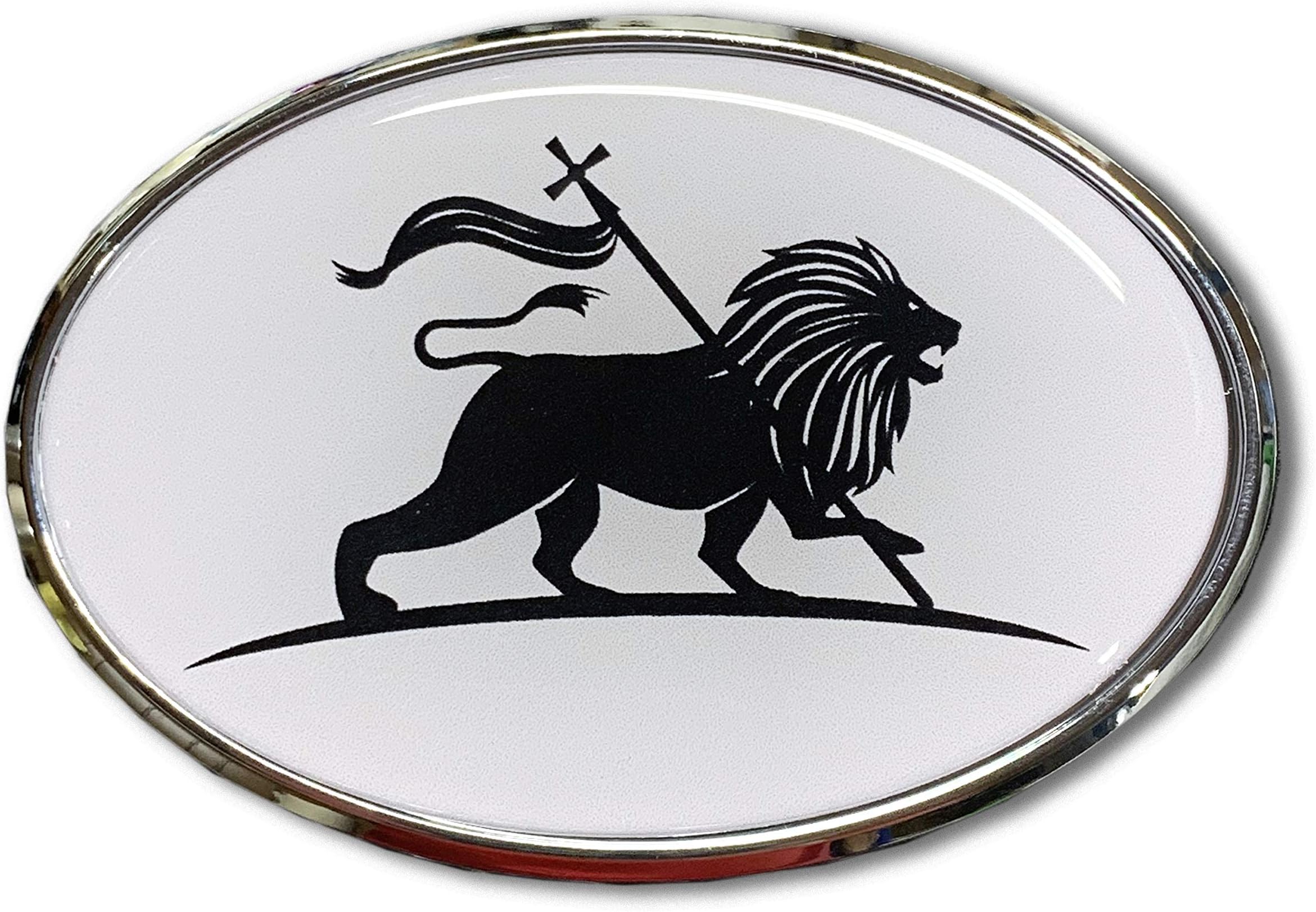 Lion of Judah Domed Decal Emblem Oval Domed Sticker 3D 3.25"x 2.25" Decal Sticker Car Rasta Rastafari Jamaica Ethiopia