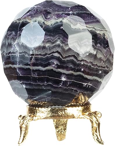 Cuarzo transparente, bola de corte de diamante con soporte de metal, bola de esfera, piedra preciosa natural para cristales curativos, bolas de