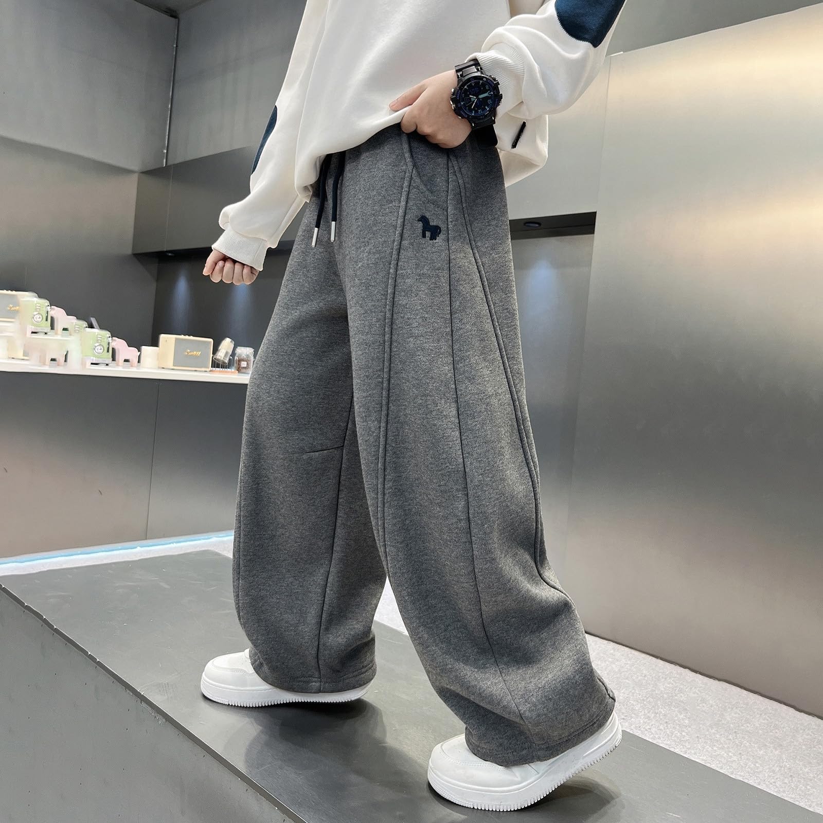 Jogginghose für Kinder, Mädchen, weites Bein, weite Beine, weite Beine, gerades Bein, hohe Taille, lockere Passform, Yogahose, leger, leger, für Mädchen und Kinder
