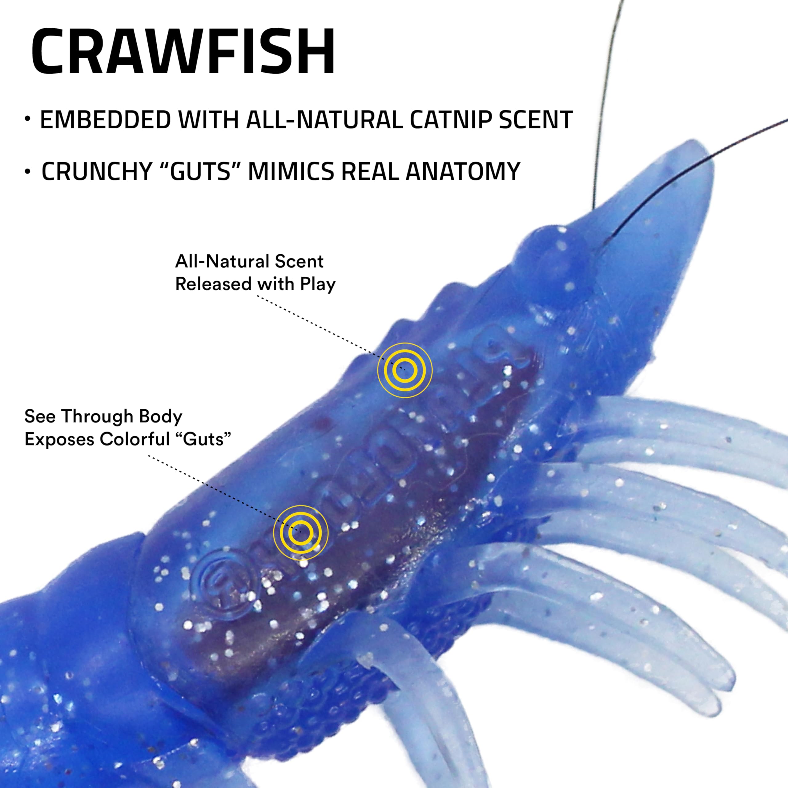 Playology Katzenspielzeug | Katzenminze-Spielzeug Crawfish für Wohnungskatzen, 4er-Set | Spielzeug aus ungiftigen Materialien