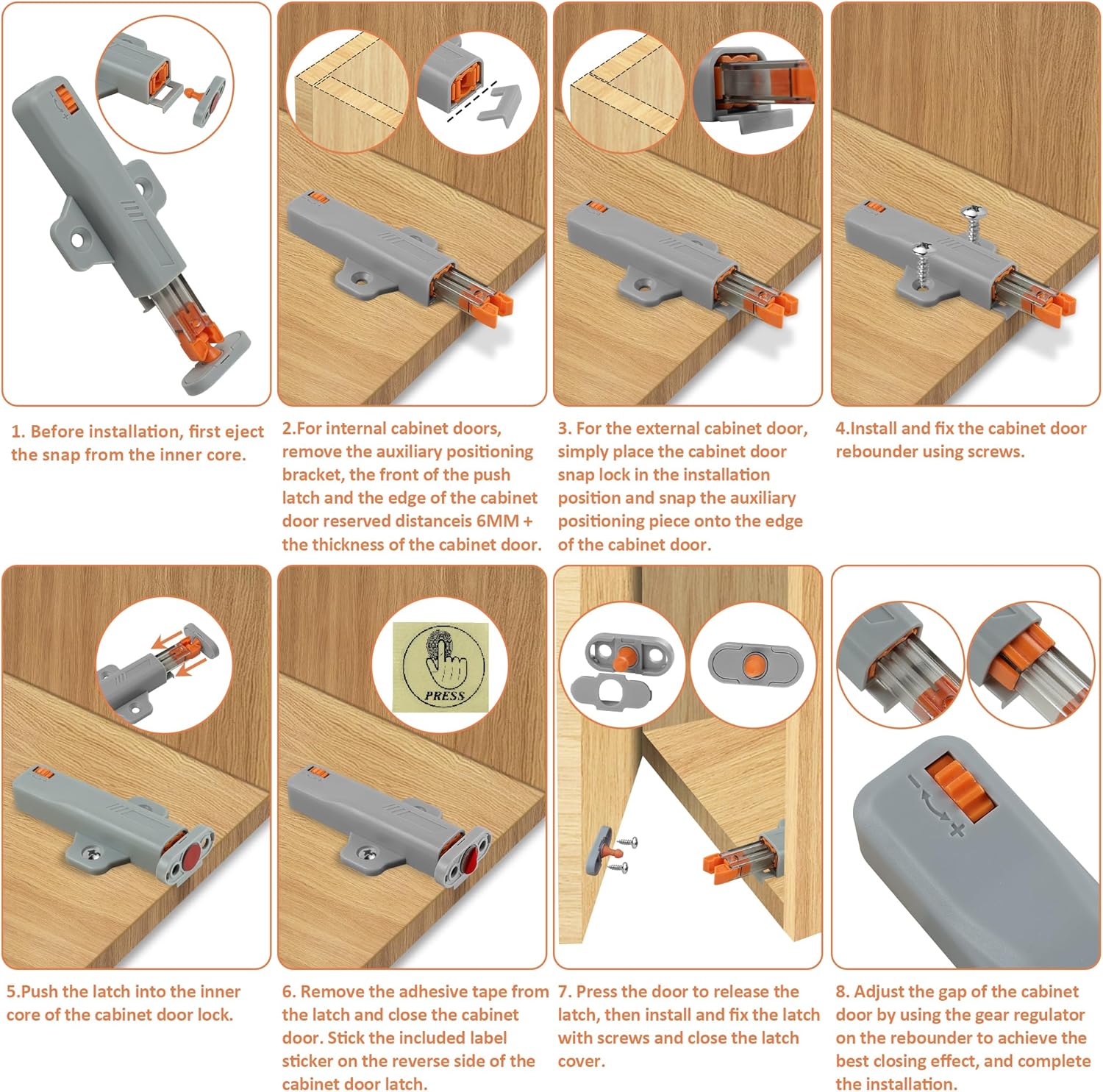 Push to Open Door Latch,10 Pack Non-Magnetic Heavy Duty Push Latch for Hidden Door Push Release Drawer Pull Touch Lock Tip On RV Closet Close Strong Pop Out,Push to Open Cabinet Hardware