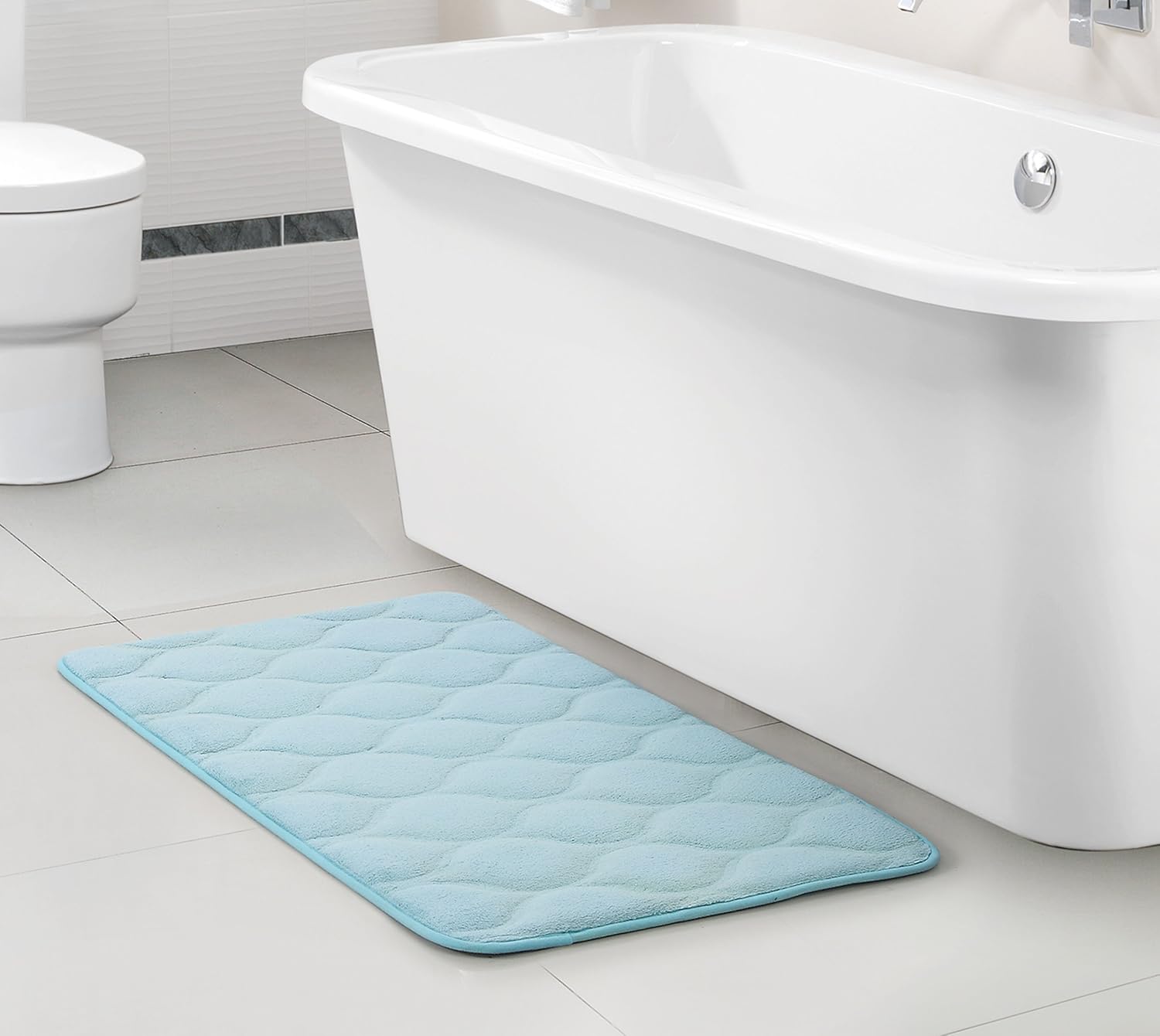 VCNY OGEE Memory Foam Embossed Rug Set, 20 x 32", Light