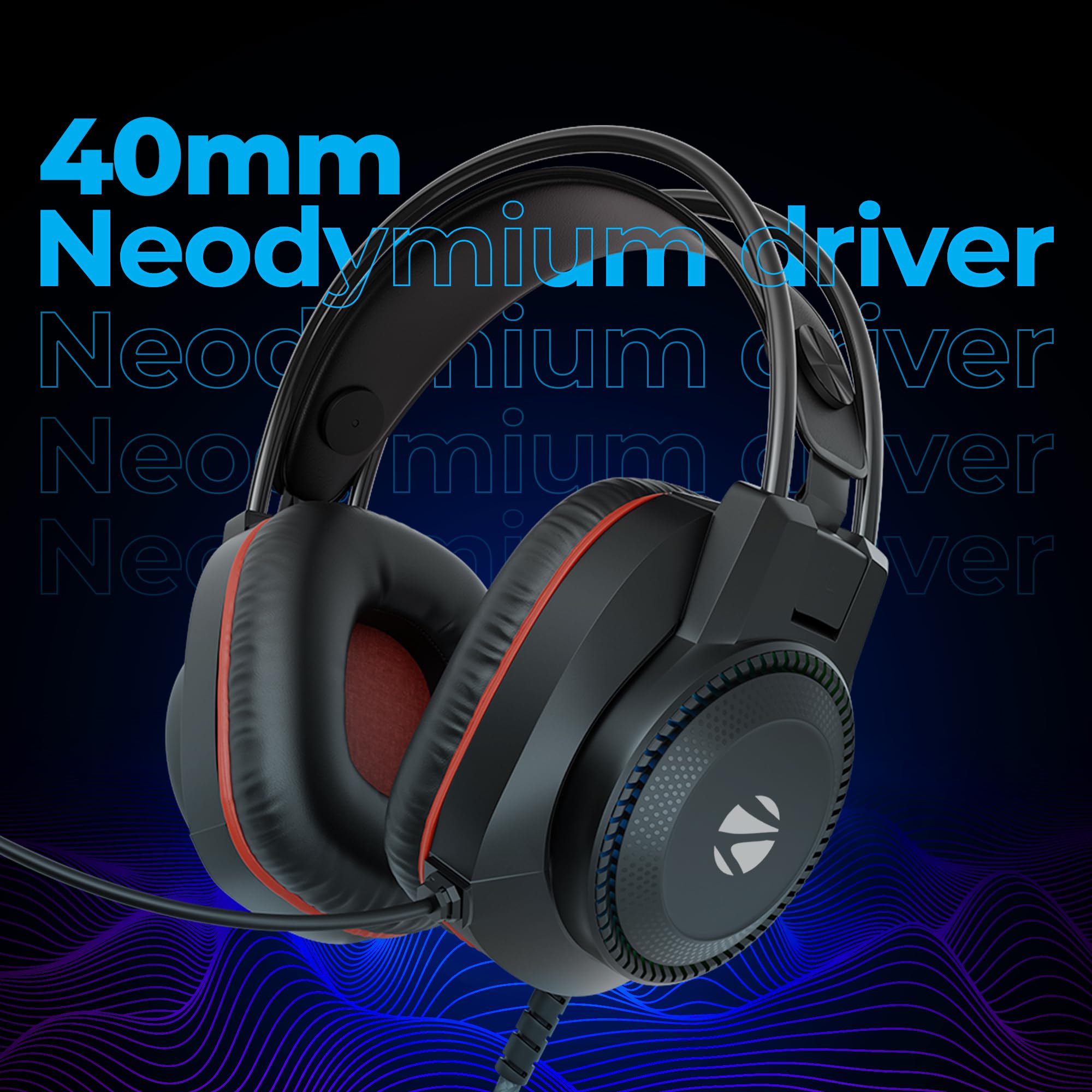 Zebronics Premium Wired USB Gaming Headphone, Simulated 7.1 Surround Sound, 40mm Neodymium Drivers, Windows Software, EQ, Flexible Mic, Multicolor, 2m Braided Cable, Ear Cushion, PC & Laptop (Jet 7.1) — Amazon image 3