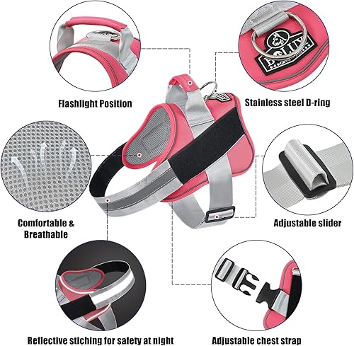 Miniatura 37 de Bolux - Arnés para perro, reflejante y transpirable, ajustable, con asa, para sacarlo a pasear, no más tirones ni asfixia (amarillo militar, talla L)