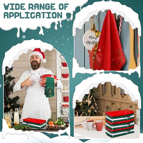 Miniatura 6 de Peryiter 16 toallas de mano de Navidad de 13 x 18 pulgadas, toallas de Navidad para cocina, cocina, paños de cocina, paños de cocina, paños de baño,