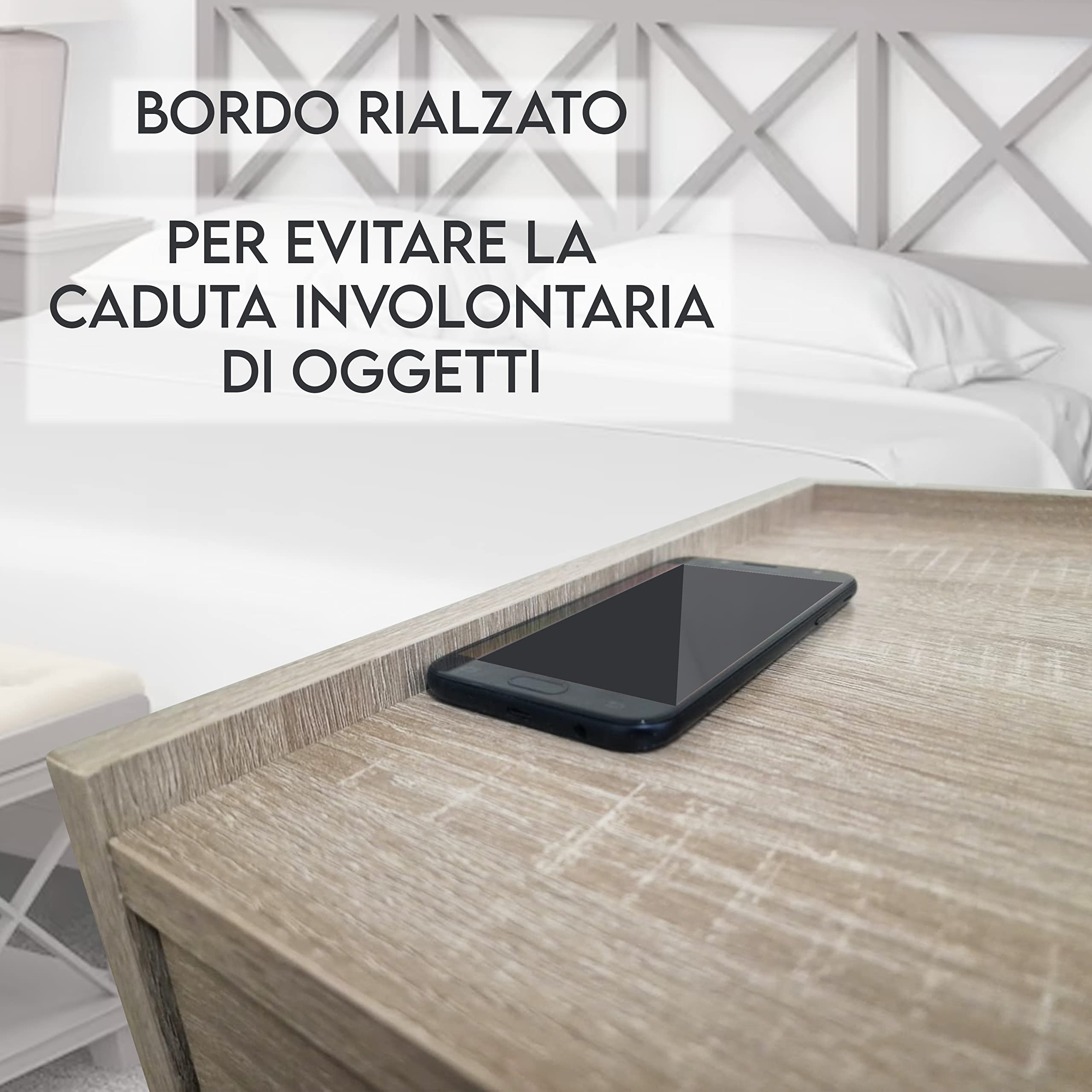 MAKA Comodino Camera da Letto Moderni con 2 Cassetti Ripiano Tavolino con Barre Portaoggetti Evita la Caduta Mobiletto in Legno Melaminico con Piedi Antiscivolo da Notte 43 x 40 x 44 cm (Rovere)