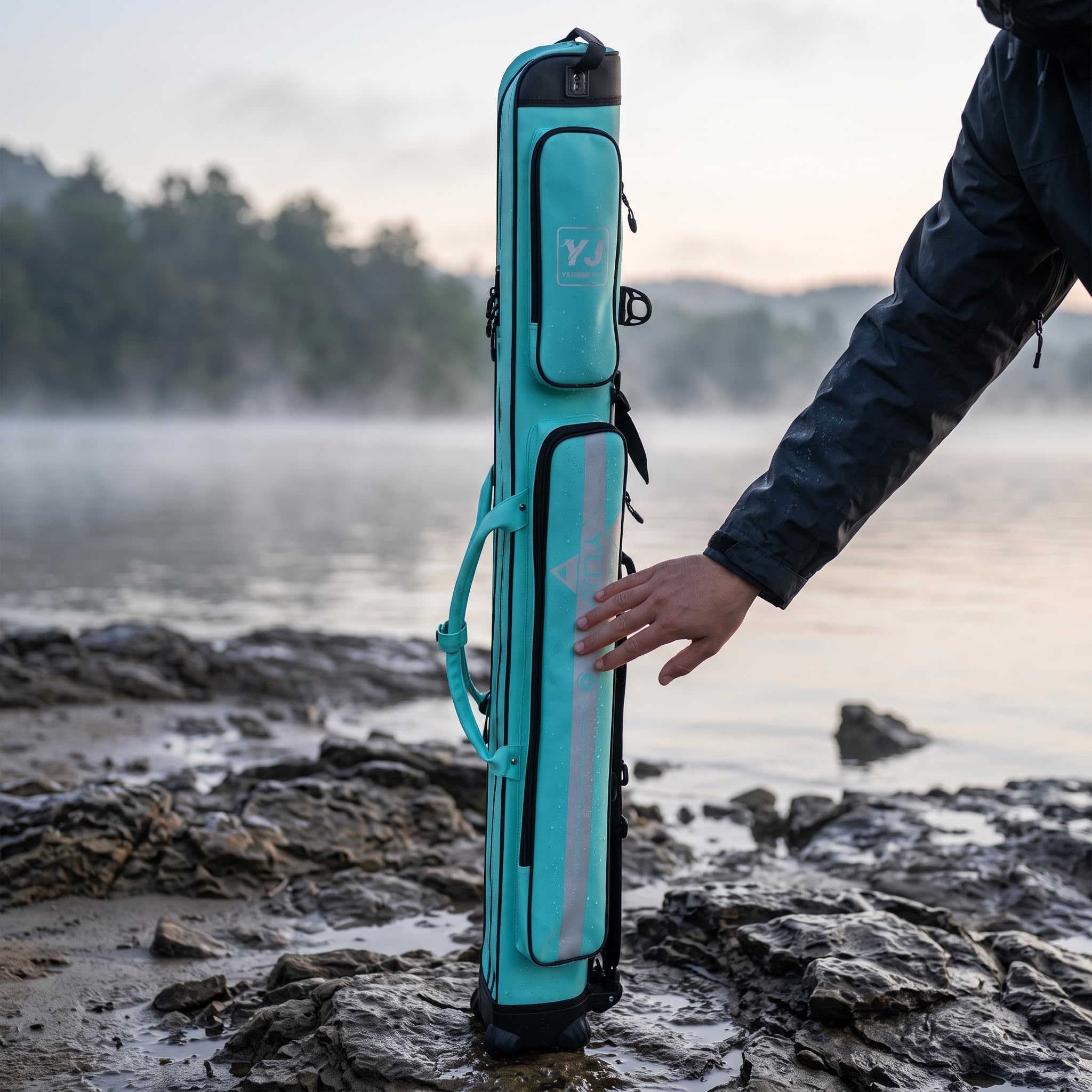 Borsa da Pesca Impermeabile con Supporto Integrato per Canna da Pesca e Accessori, Sacca Porta Canne da Pesca