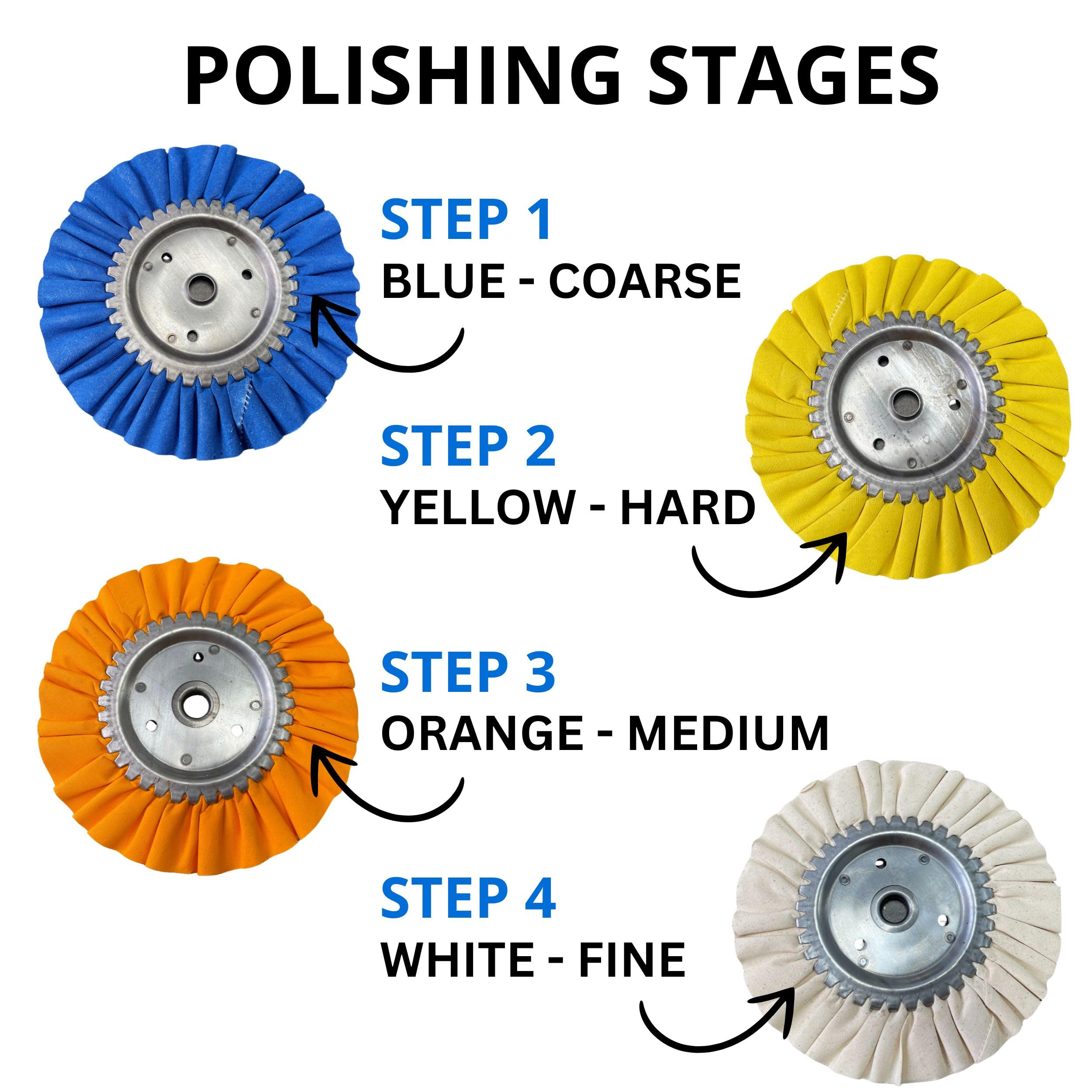 Aluminium-Polierset, 20,3 cm, für Winkelschleifer, Metall-Polierscheibe für Spiegel-Finish, Aluminium-Polierscheiben-Set und Polierpaste, 8 Stück