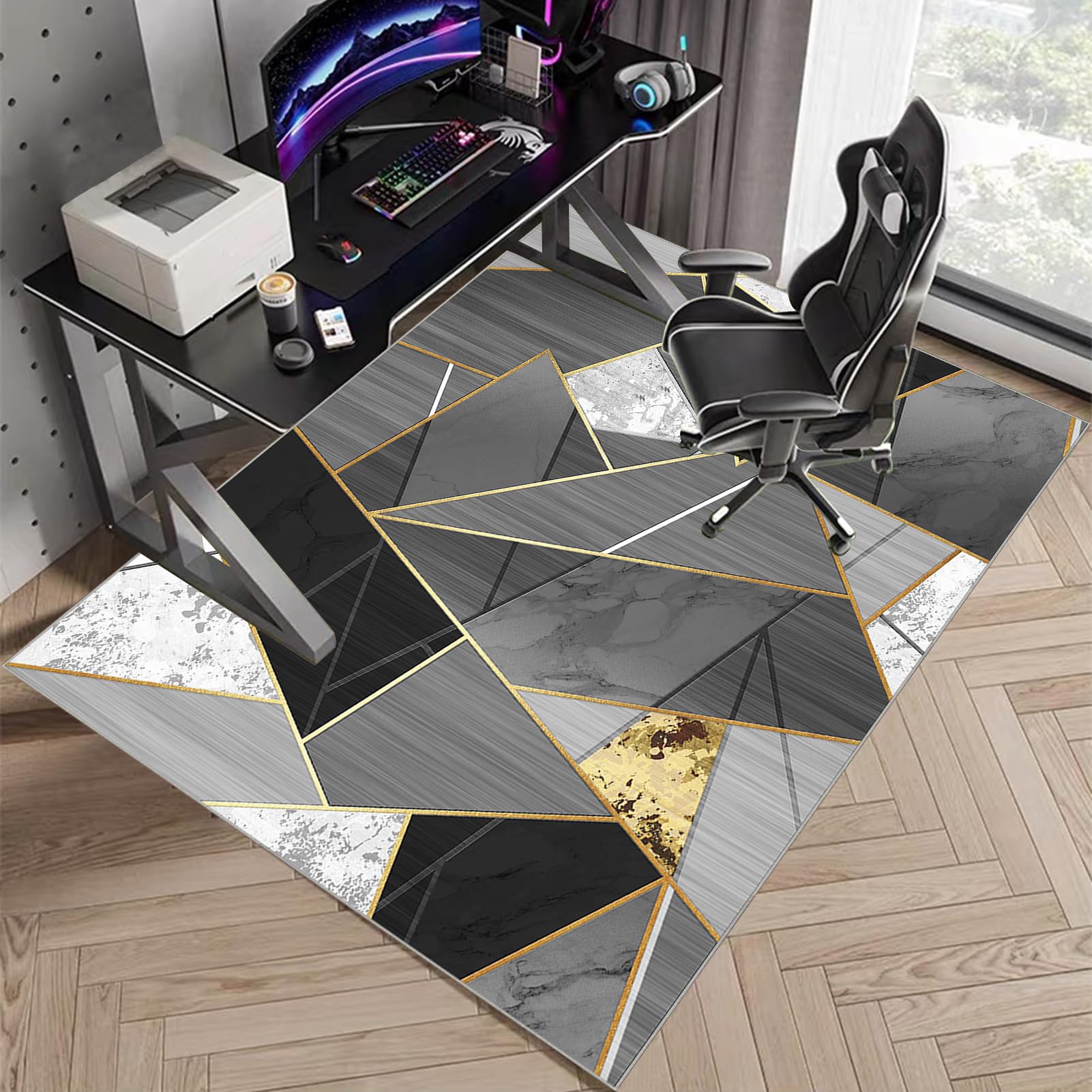 Tapis Chaise de Bureau - Tapis Gaming Sol - Tapis Protection sol Chaise Bureau Antidérapant - 90 x 120 cm Tapis Protecteur de Sol pour fauteuils de Gaming Pour sols durs parquet stratifié carrelage