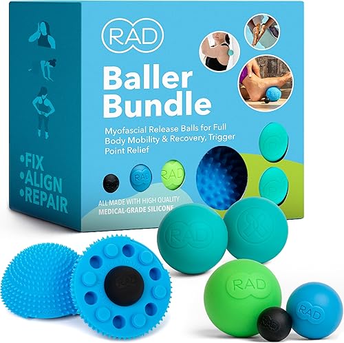 Miniatura 8 de RAD Juego completo de liberación miofascial y recuperación muscular, incluye rodillos de espuma para ejercicio, bloque de yoga multiusos, bolas de